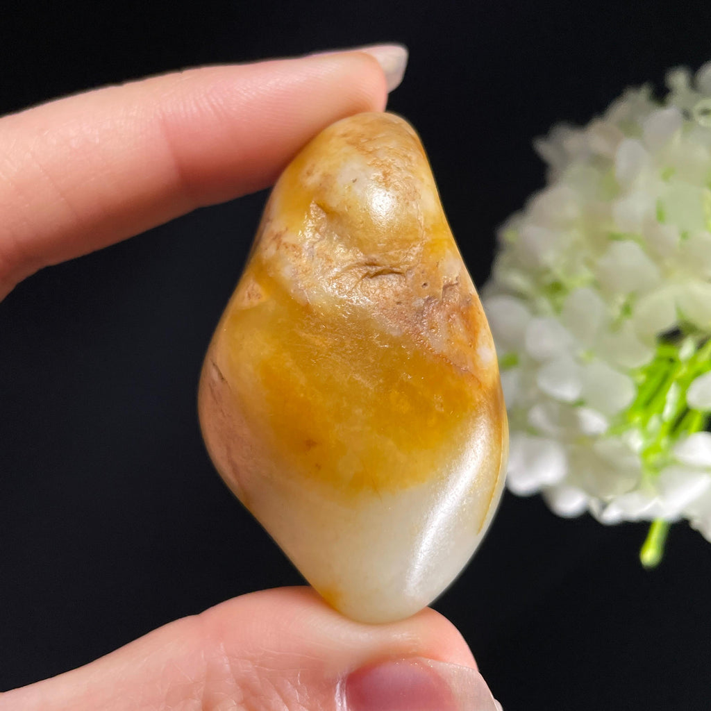 和田玉白玉“金膏流素”聚黄皮籽料（yc392785）