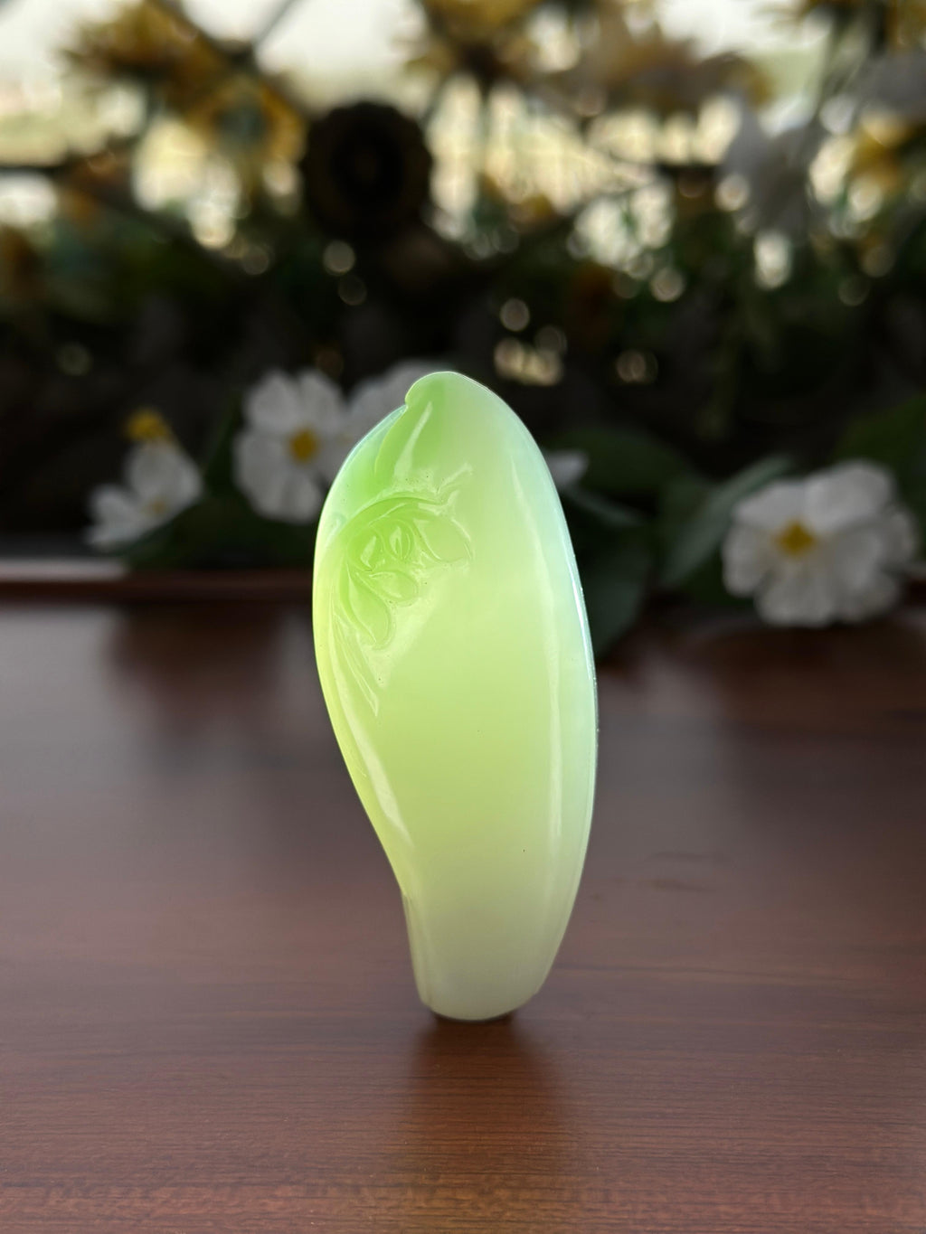 和田玉一品清廉翠青莲花挂件（yc704994）