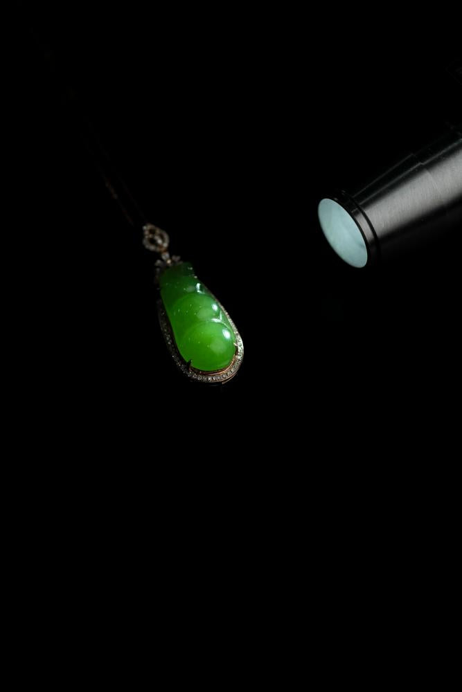 18k玫瑰金镶碧玉福豆“连中三元”挂件（yc253273）