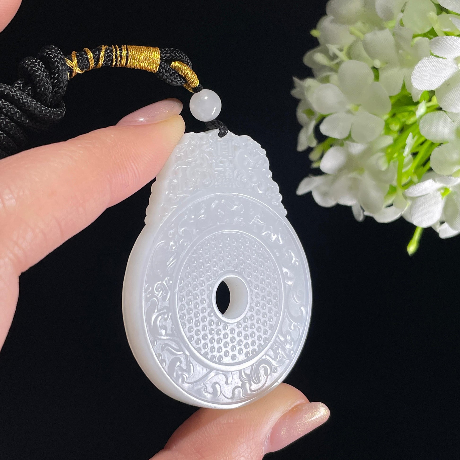 新疆天然和田玉白玉古玉璧牌（yc342071）