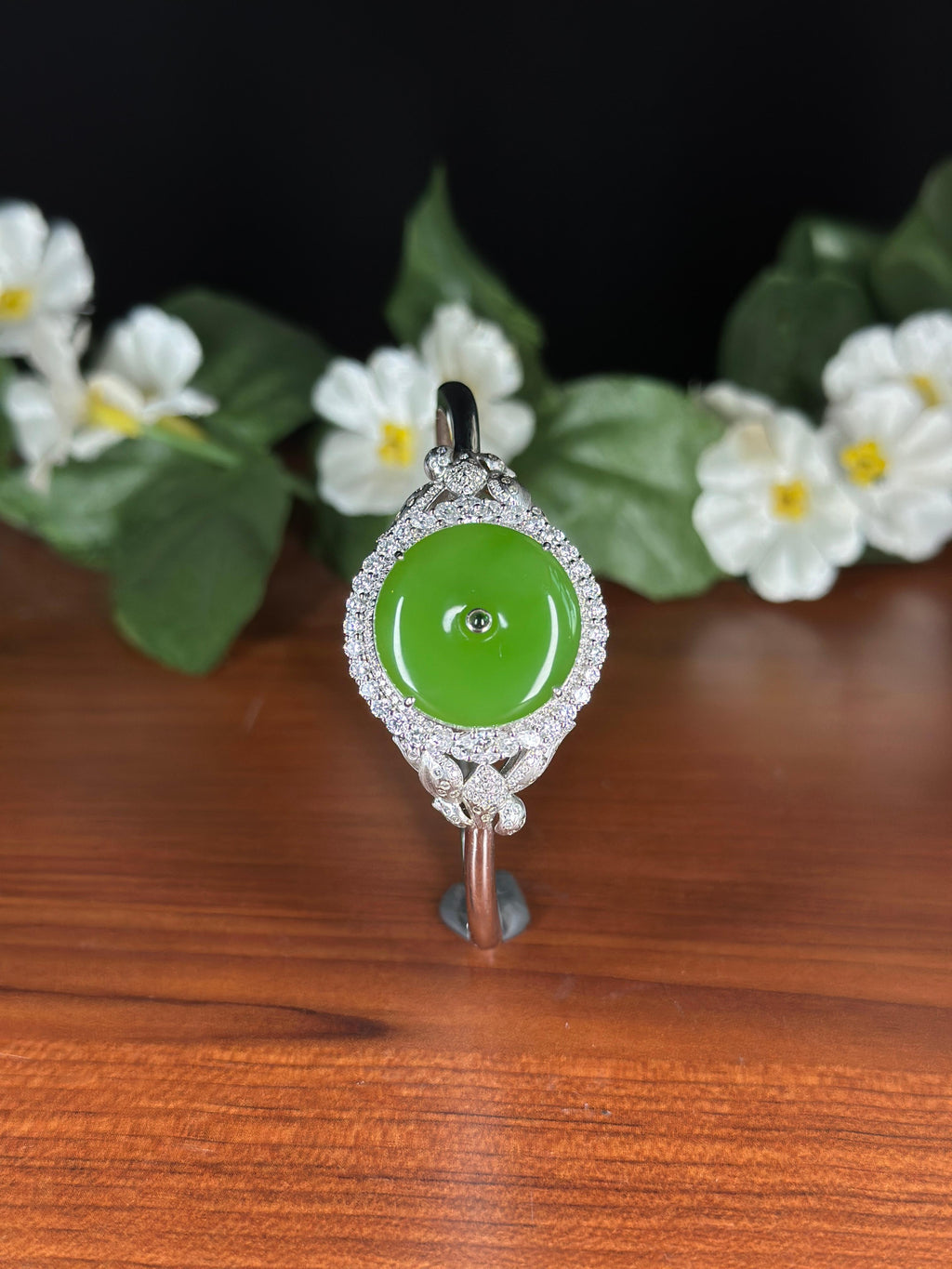 珍品和田玉18K金碧玉平安扣手串（yc736774）