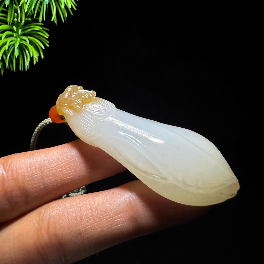 和田玉山料糖白玉兰花（yc734112）