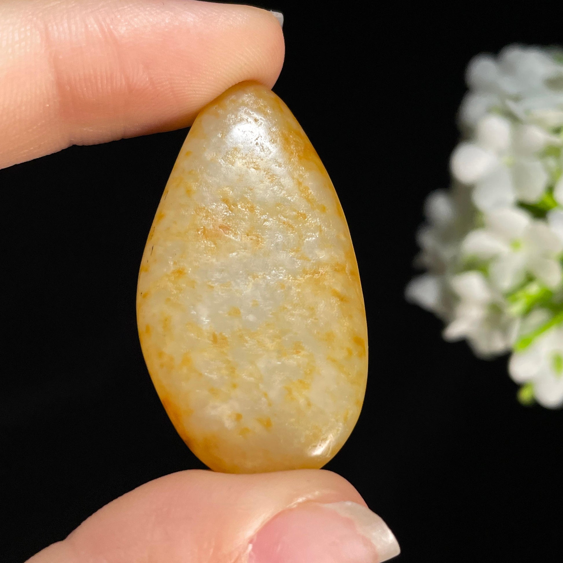 新疆天然和田玉白玉洒金皮精品小籽（yc415001）