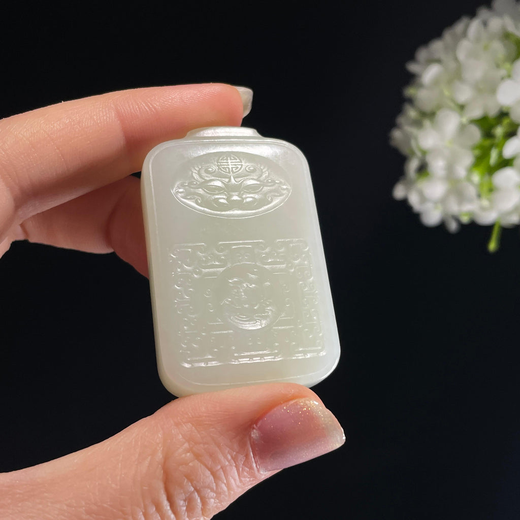 和田玉 “乘龙观音・护佑平安玉牌”（yc320183）