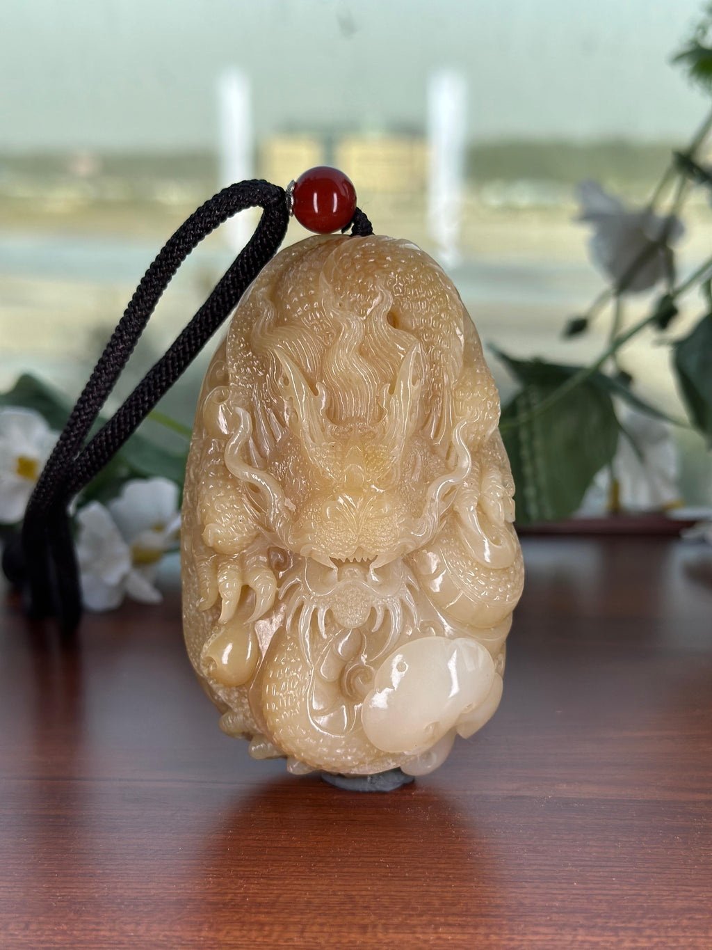 和田玉糖玉神龙手把件（yc704205）