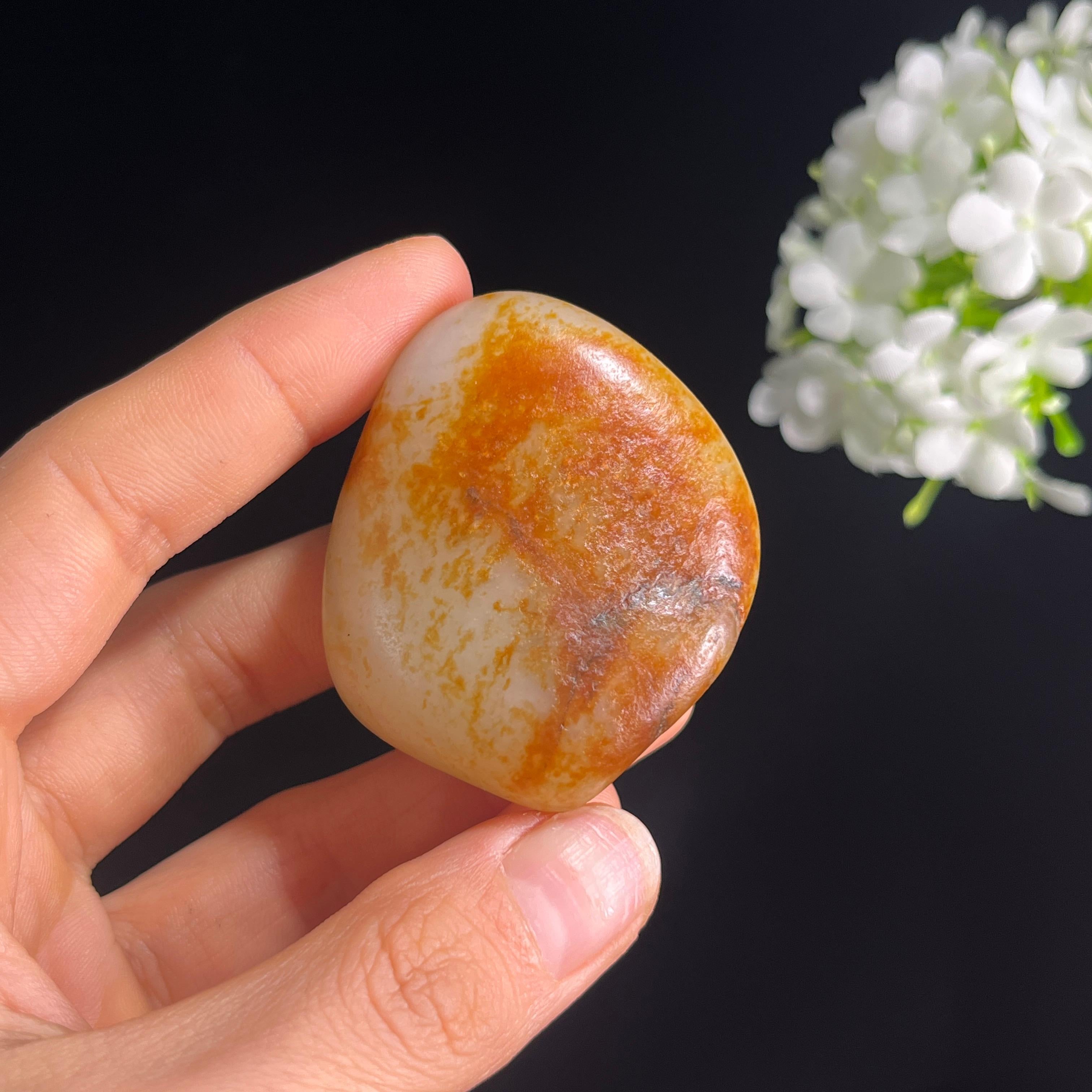 和田玉白玉聚红皮“雪玉披霞”籽料原石（yc287743） – 添福玉器