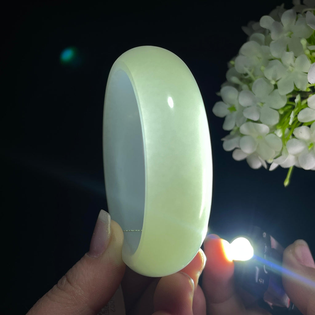 新疆天然和田玉“环佩安康”籽料羊脂白玉手镯（yc389858）