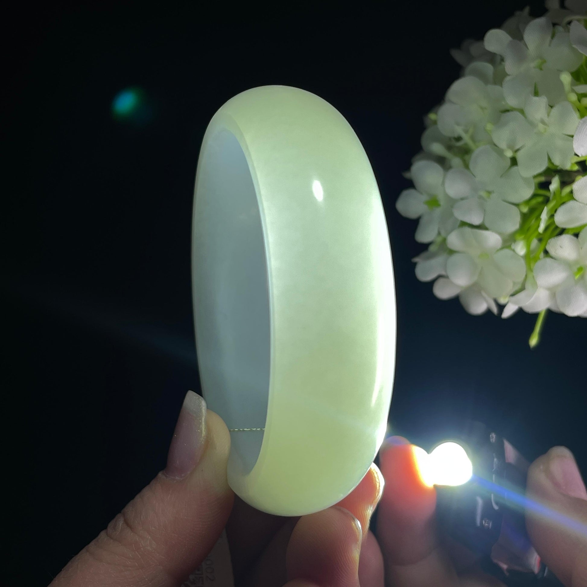 新疆天然和田玉“环佩安康”籽料羊脂白玉手镯（yc389858）