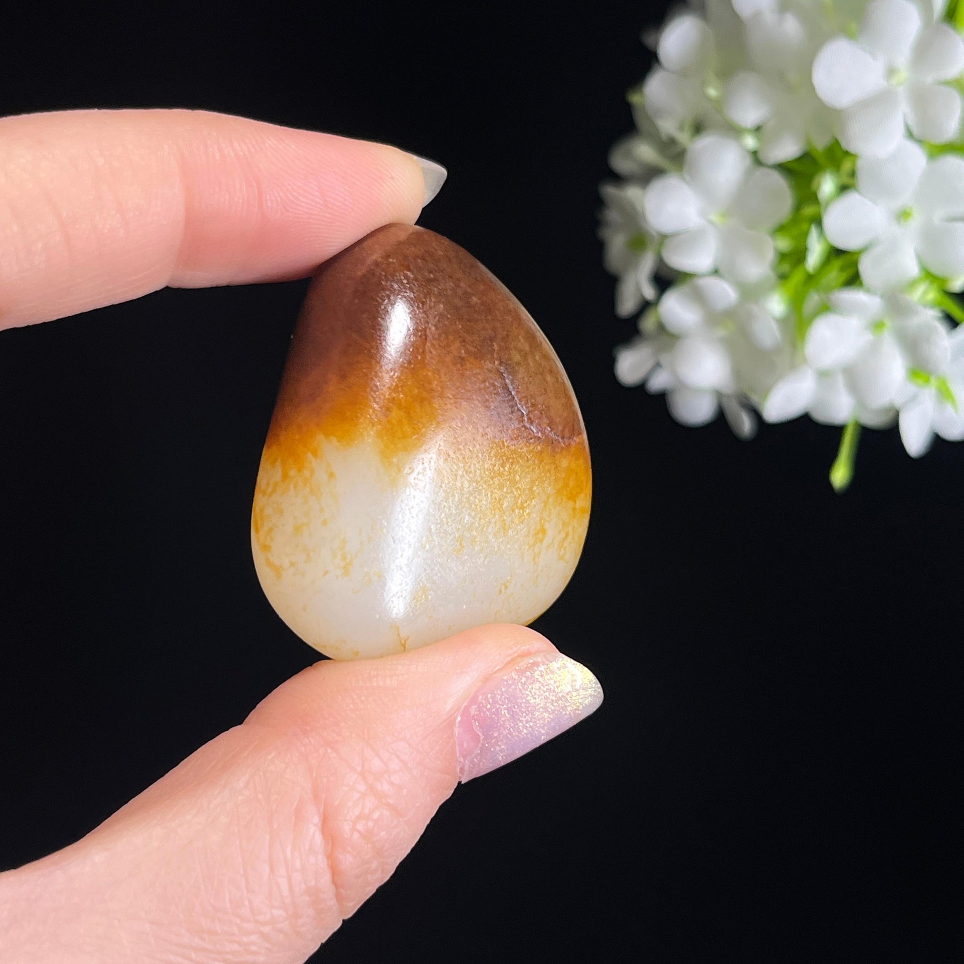 2026.2.5，和田玉羊脂白玉洒金皮“鸿运金福”红皮白肉籽料（yc333463）