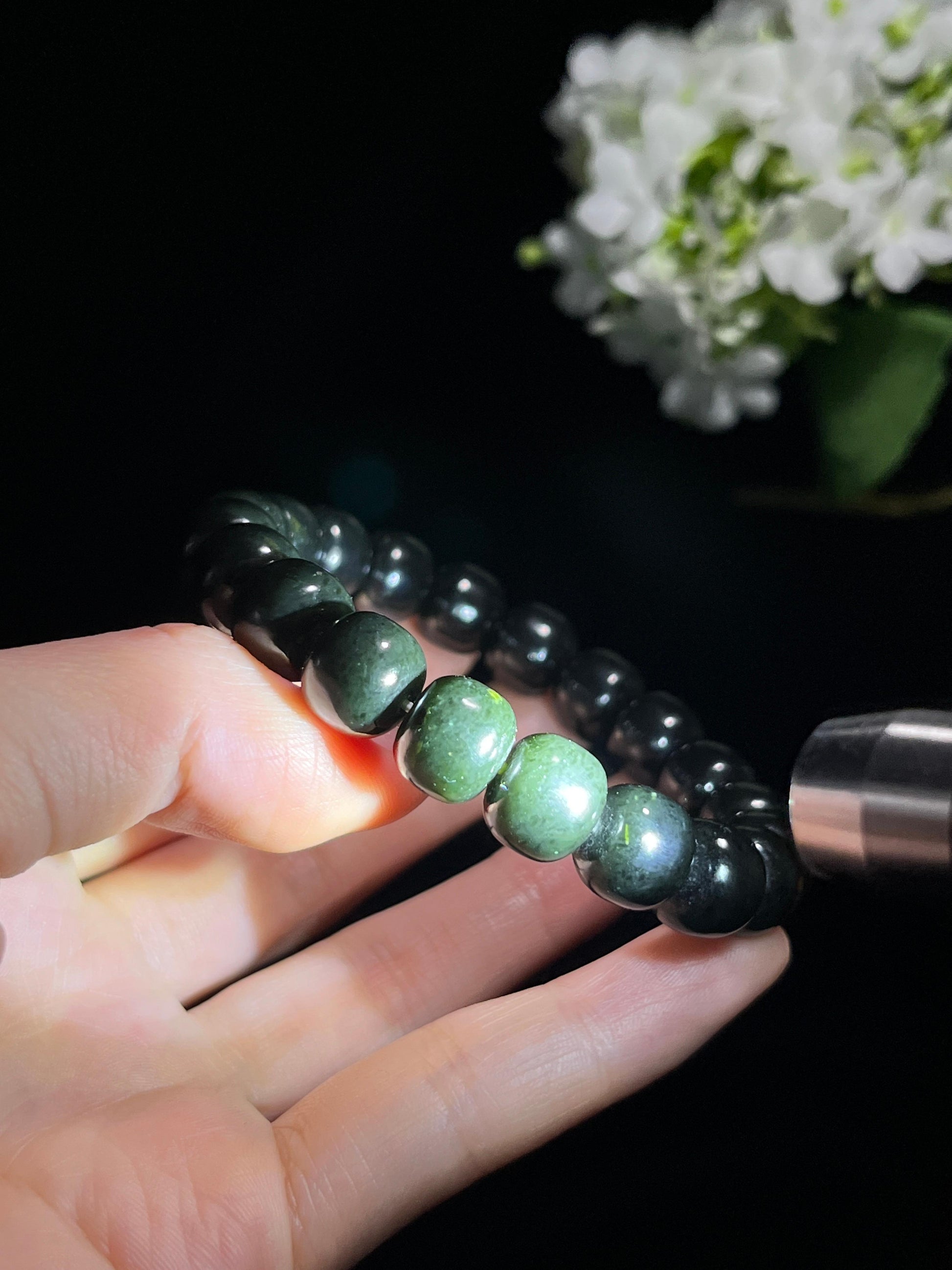 新疆天然和田玉塔青料手串2（yc260244）