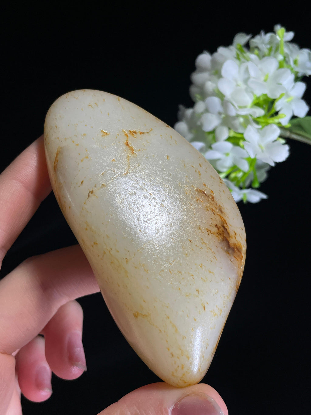 新疆天然和田玉籽料原石洒金皮小把件（yc272418）