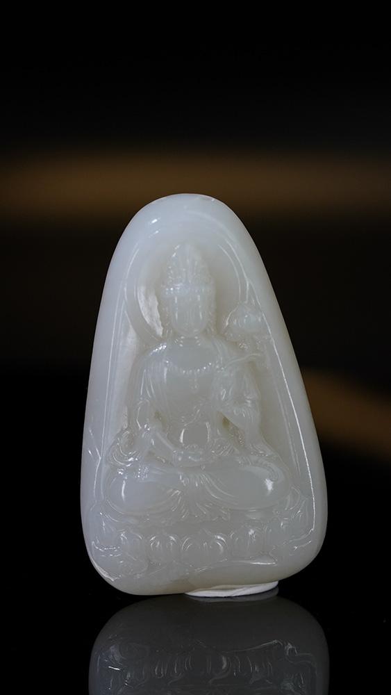 和田玉洒金皮观音雕件（yc249917）