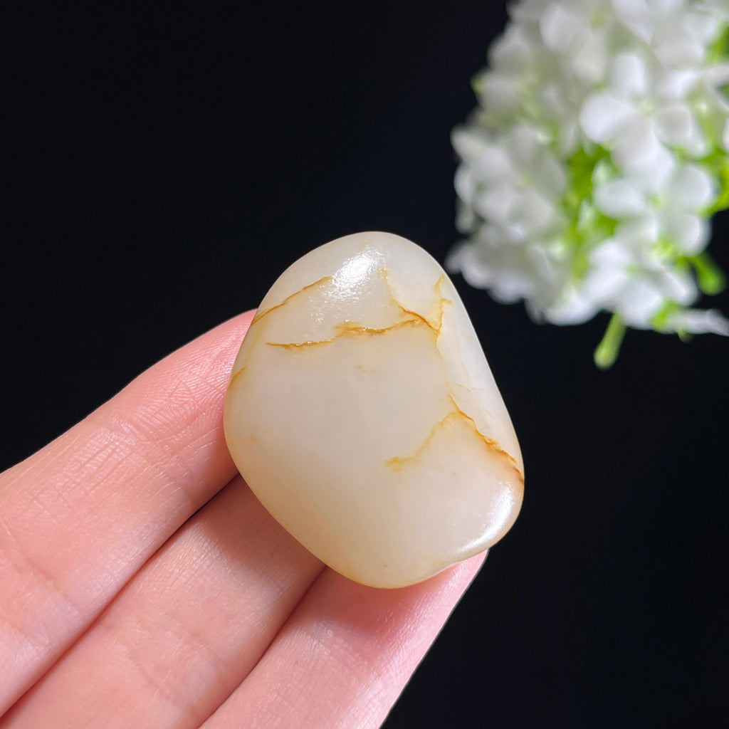 和田玉白玉“玉脉秋纹”洒金皮籽料（yc351424）