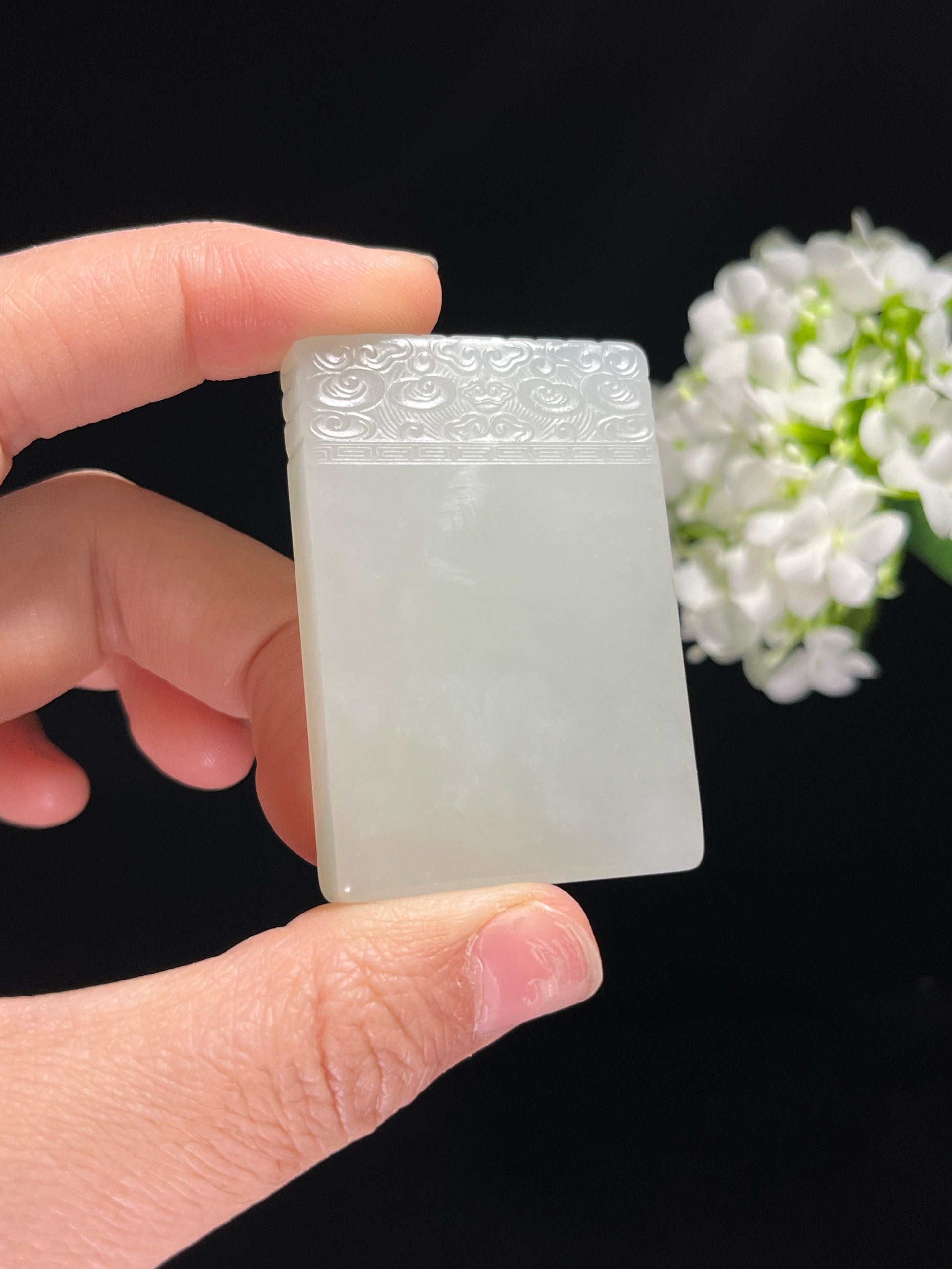 和田玉白玉 “云纹静雅” 平安无事牌（yc259154）