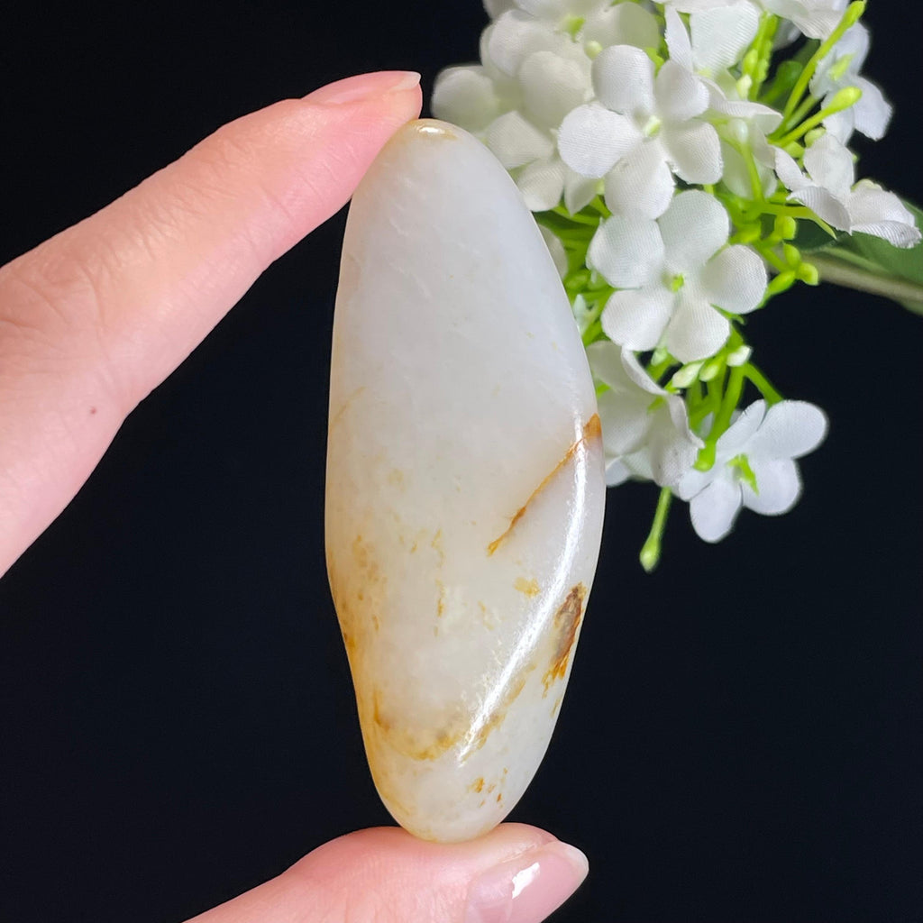 和田玉白玉洒金皮“雪叶流金”籽料原石（yc310059）