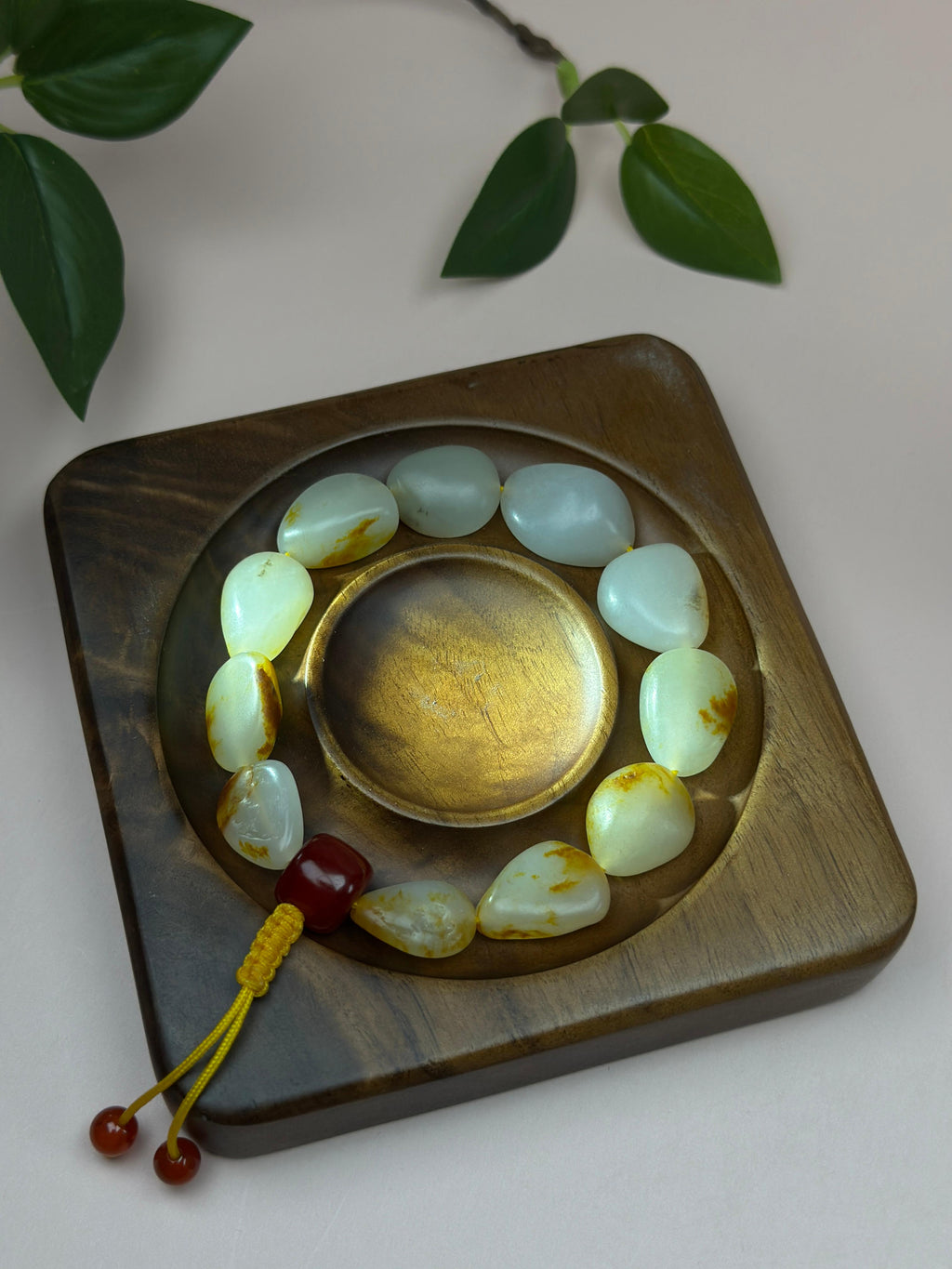 新疆和田玉精品洒金皮红皮原籽手串（11颗）（yc750281）