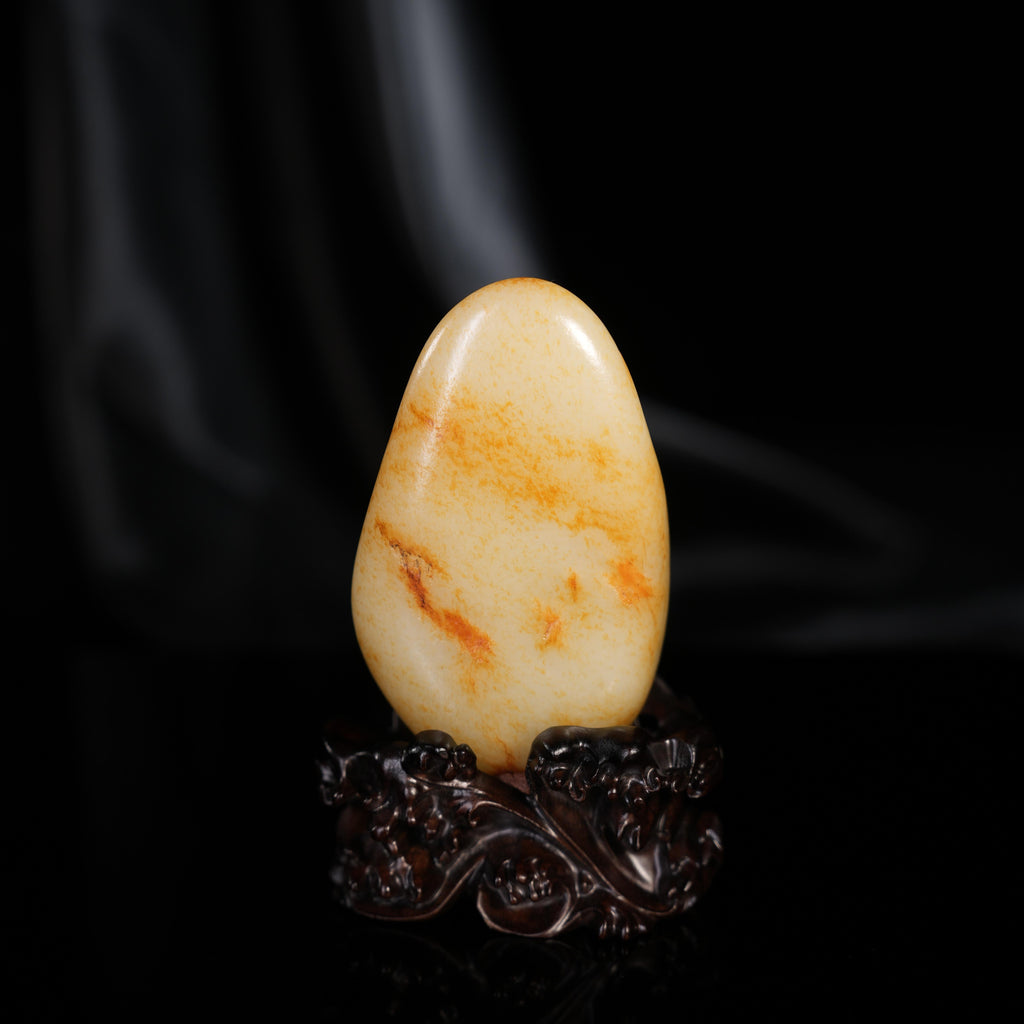 新疆和田玉“流霞敷玉”白玉红皮洒金皮籽料（yc450403）