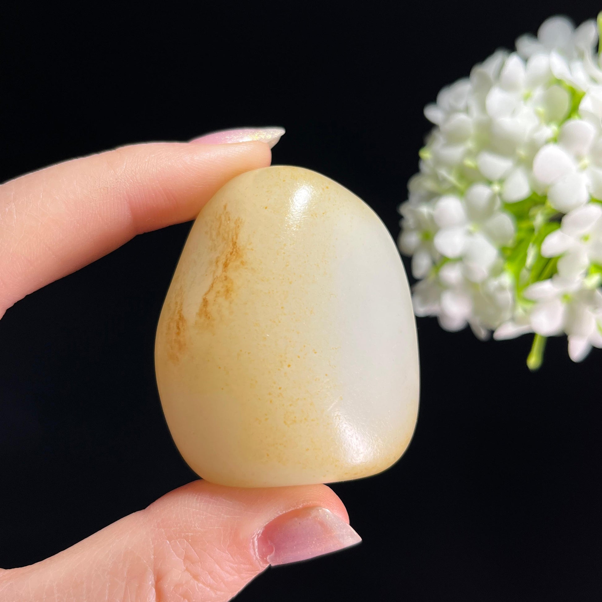 和田玉一级白“金尘覆雪”洒金秋梨皮籽料（yc333312）