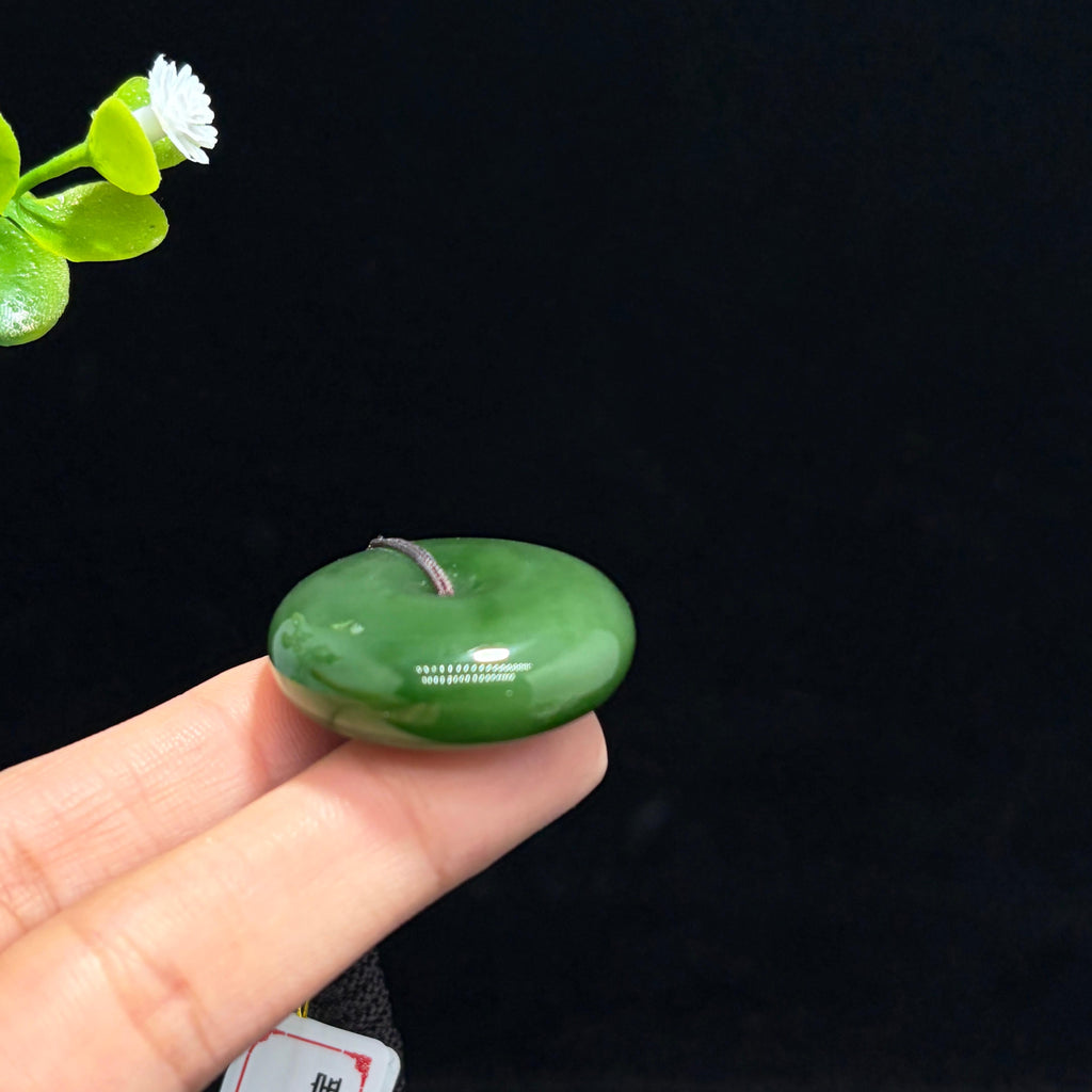 精品和田碧玉菠菜绿平安扣（yc772498）