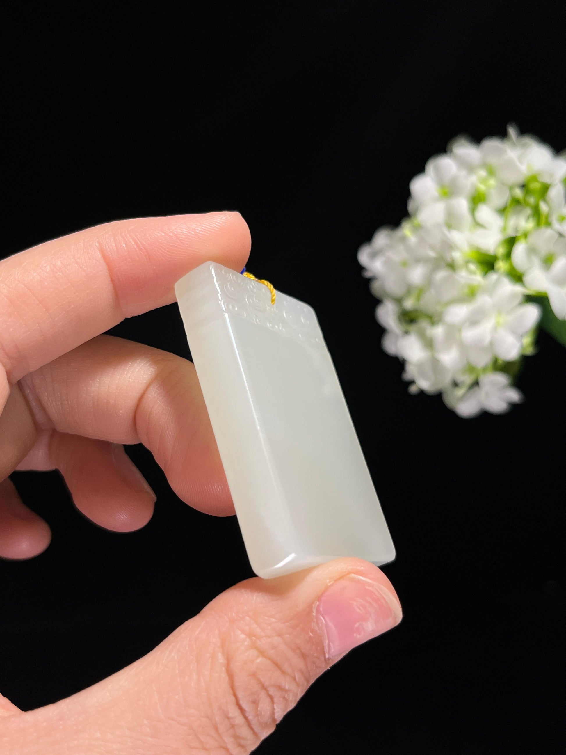 和田玉白玉 “云纹静雅” 平安无事牌（yc259157）