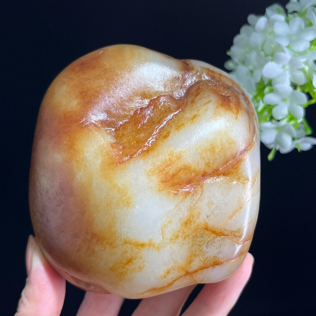 和田玉白玉“金缕缠素”通体洒金皮籽料（yc343297）