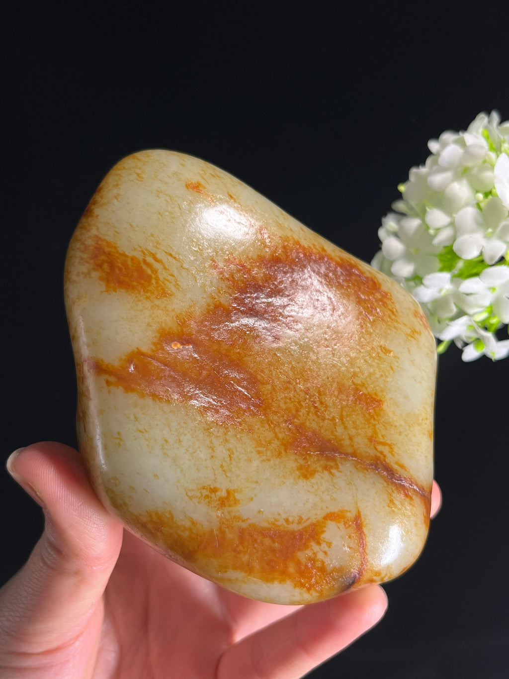 和田玉白玉洒金聚红皮“金褐烟霞”籽料原石（yc275344）