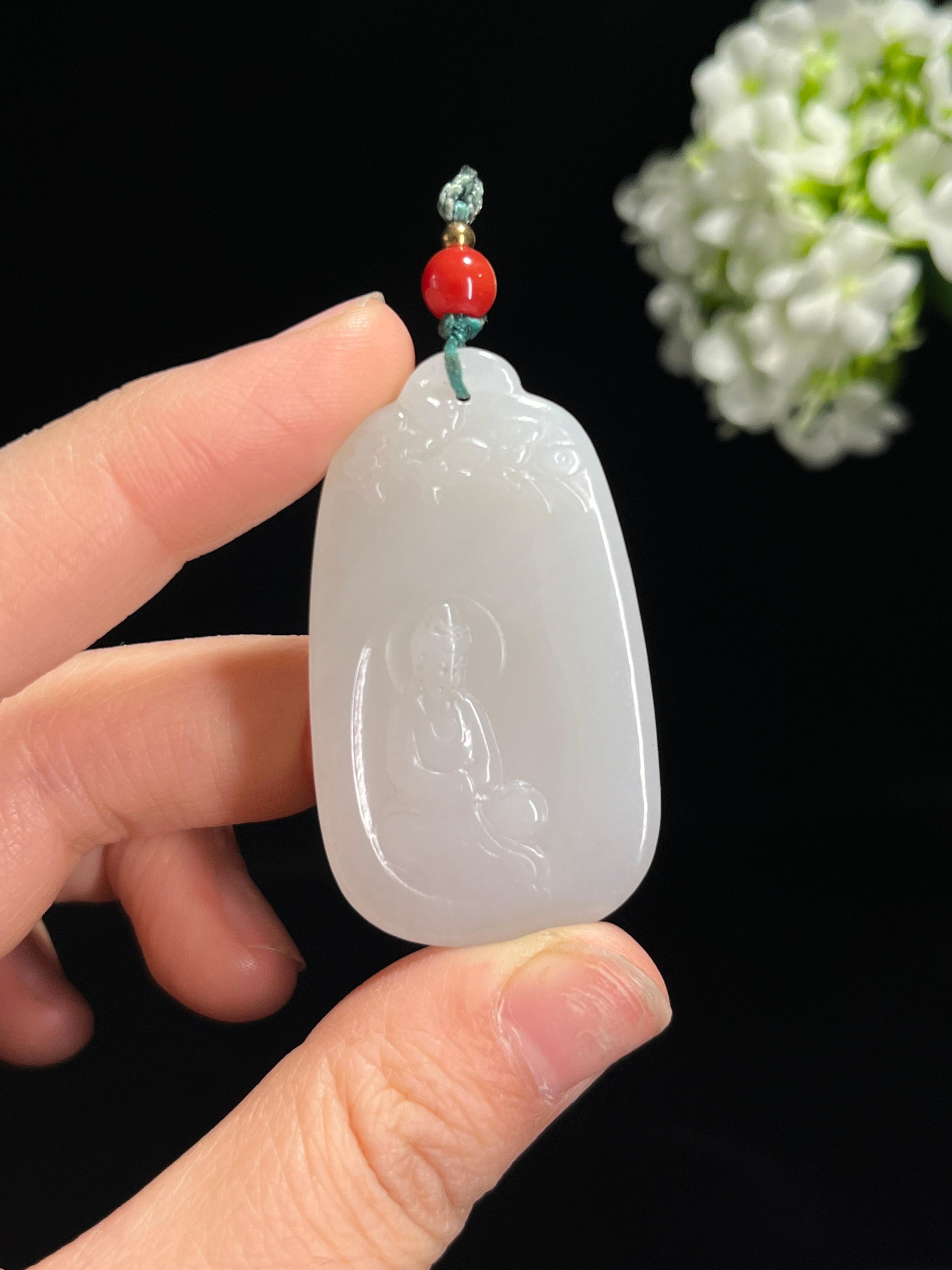 和田玉白玉“玉润慈心”观音雕刻挂件（yc257304）