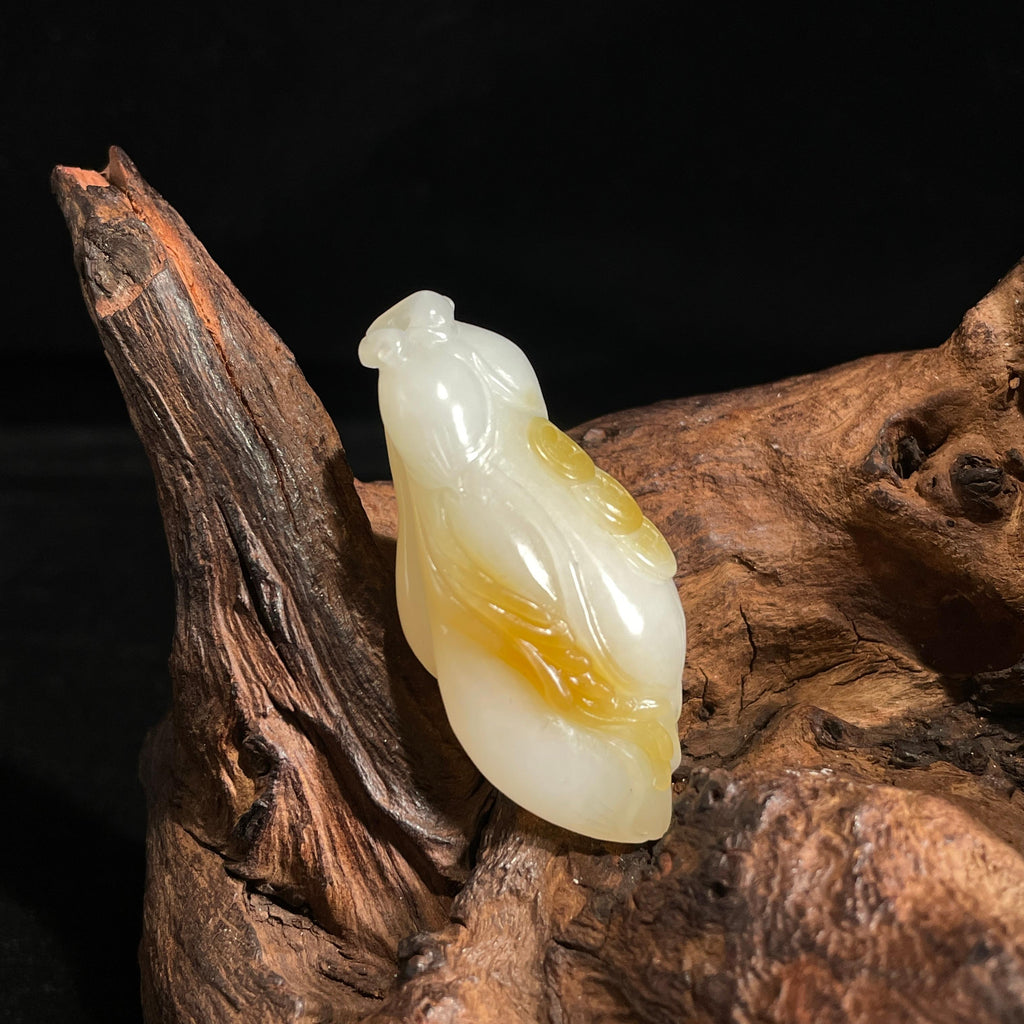 和田玉糖白玉兰花挂件（yc427033）