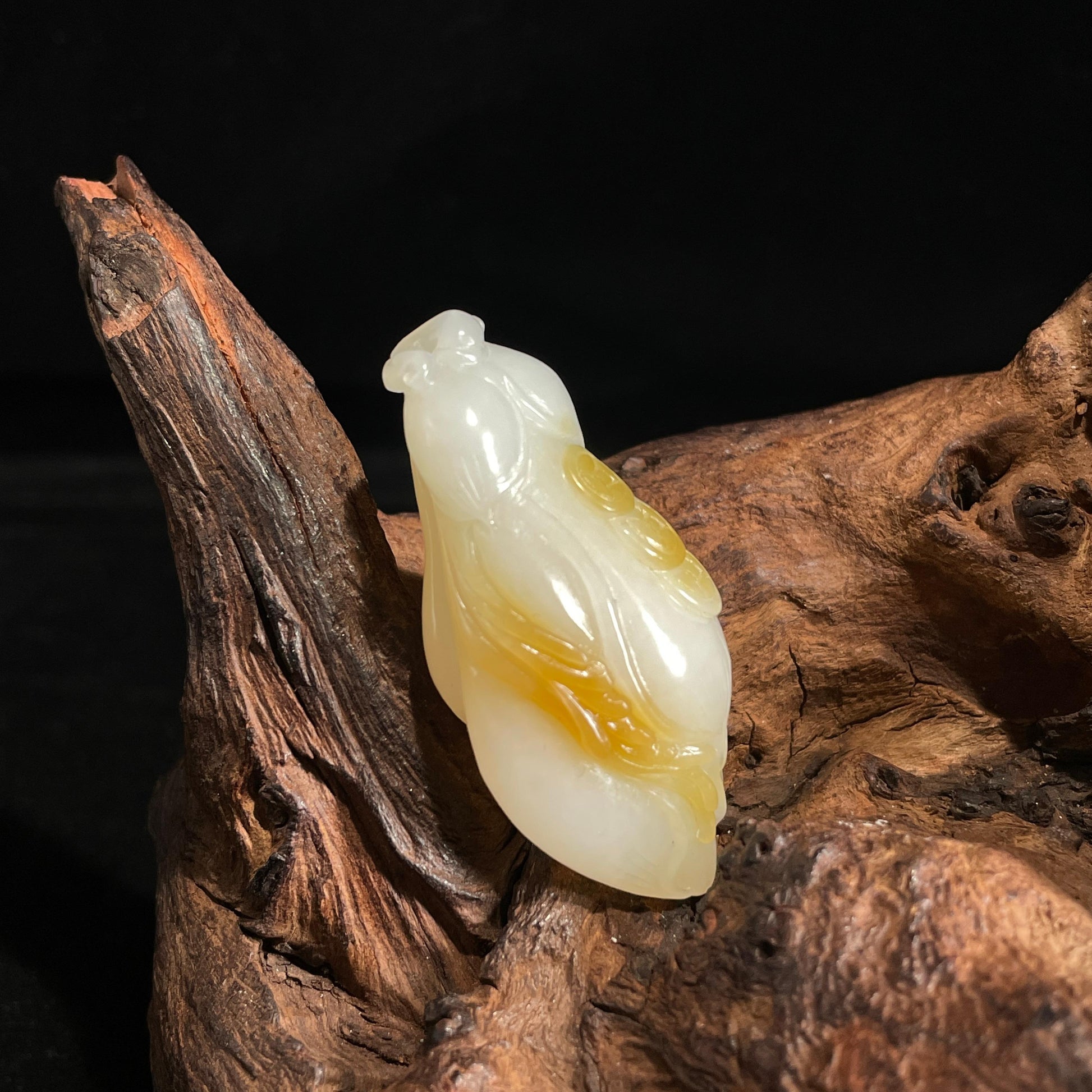 和田玉糖白玉兰花挂件（yc427033）