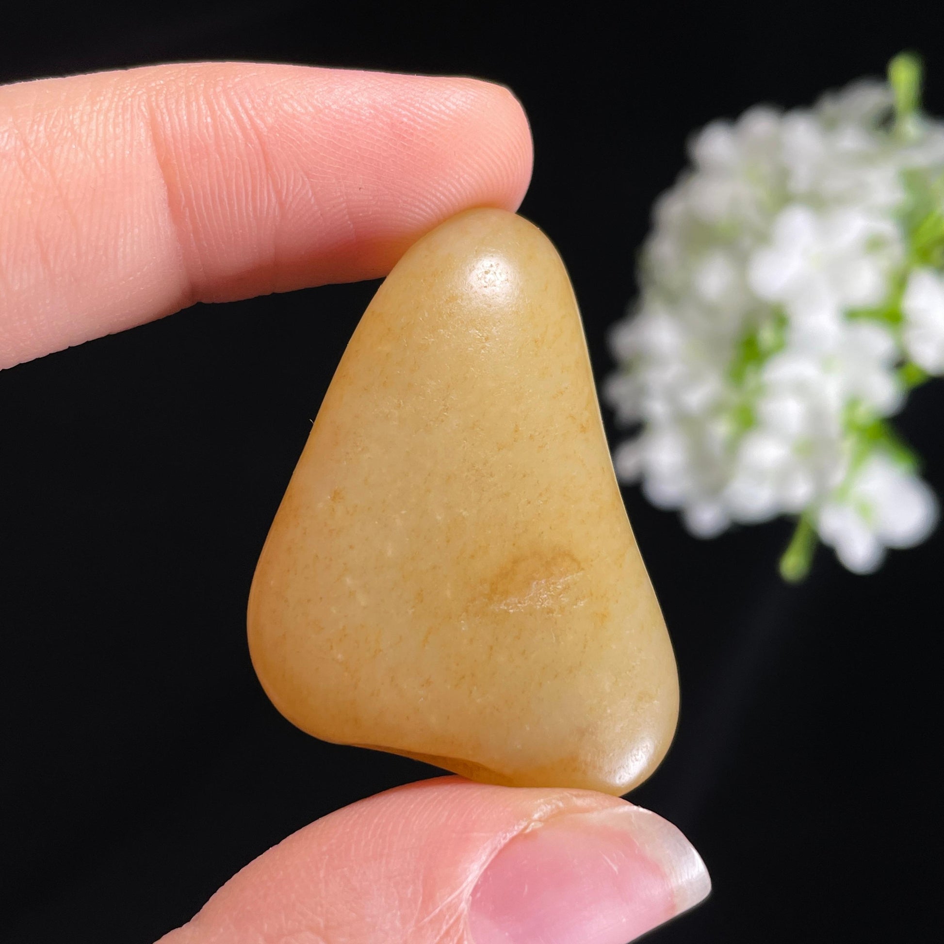和田玉白玉“浅金三角笺”洒金皮籽料（yc416745）