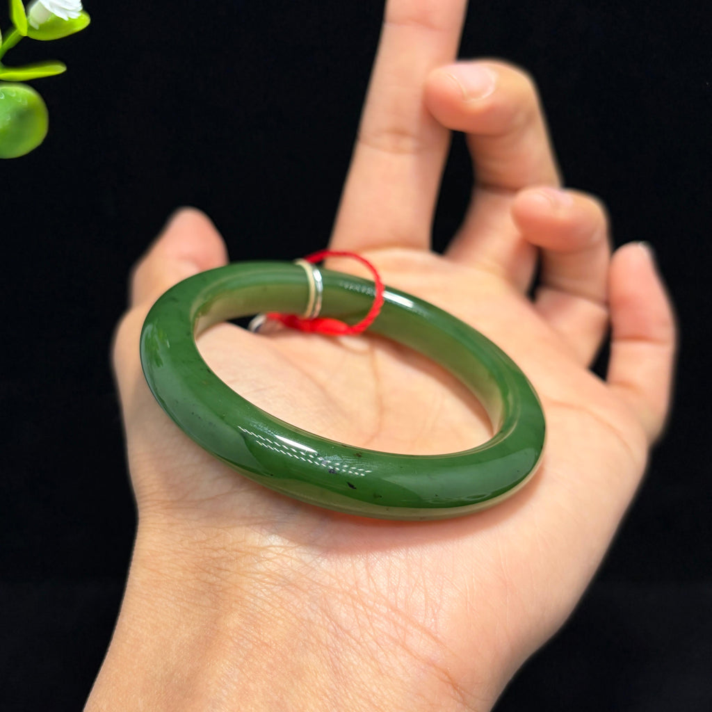 和田山料碧玉菠菜绿手镯（yc788116）