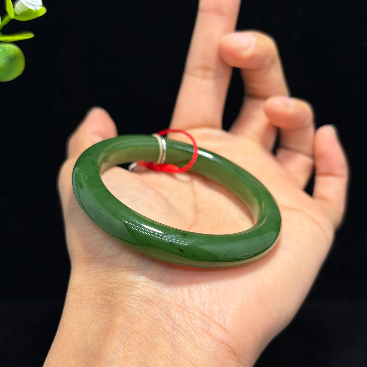 和田山料碧玉菠菜绿手镯（yc788116）