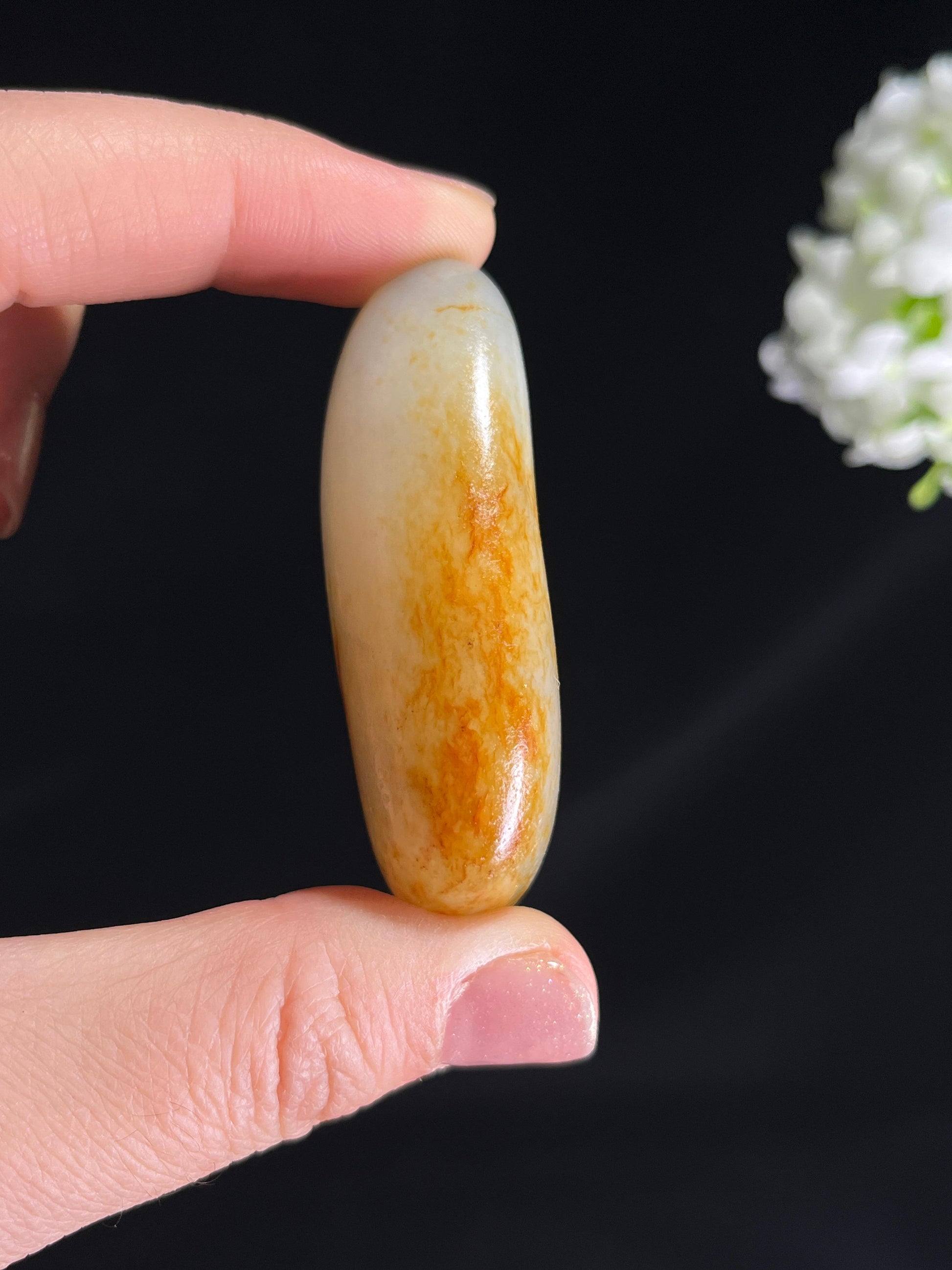 和田玉白玉带青花聚红皮籽料原石（yc265600）