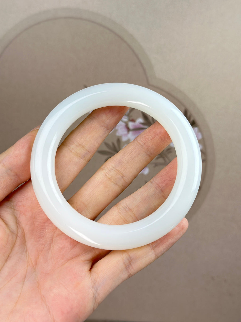 珍品和田玉白玉圆条镯（卡59）（yc752055）