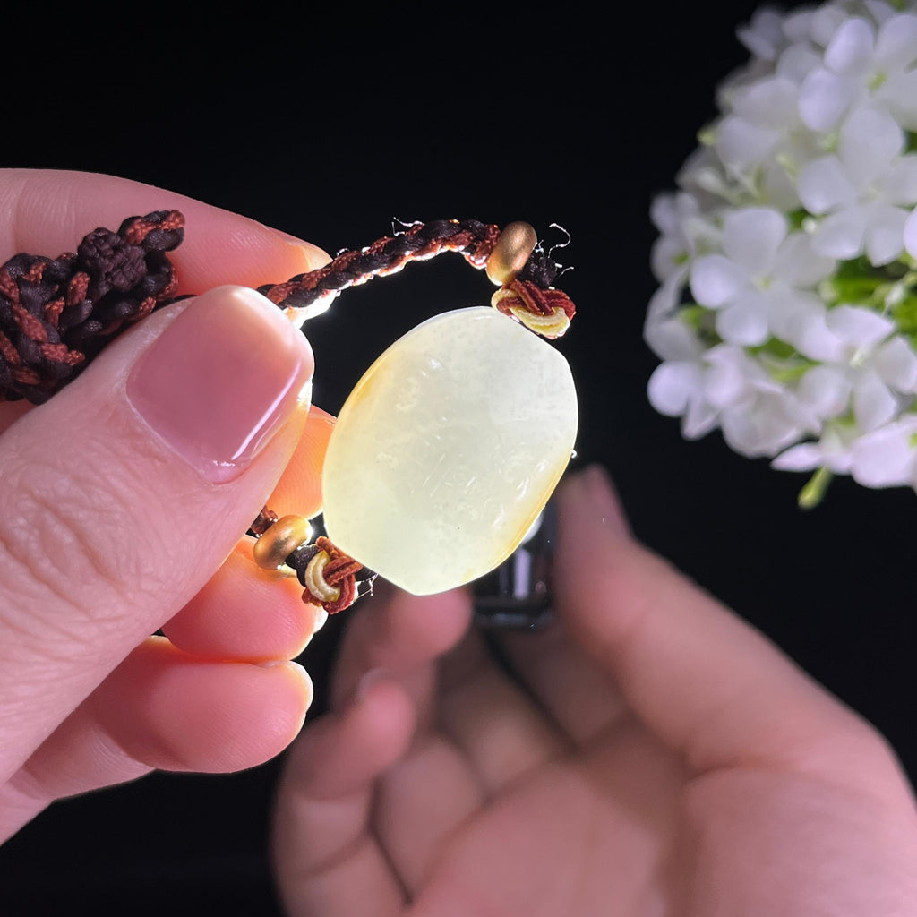 和田玉青花料“饕纹玉佩”籽料雕刻挂件（yc284646）