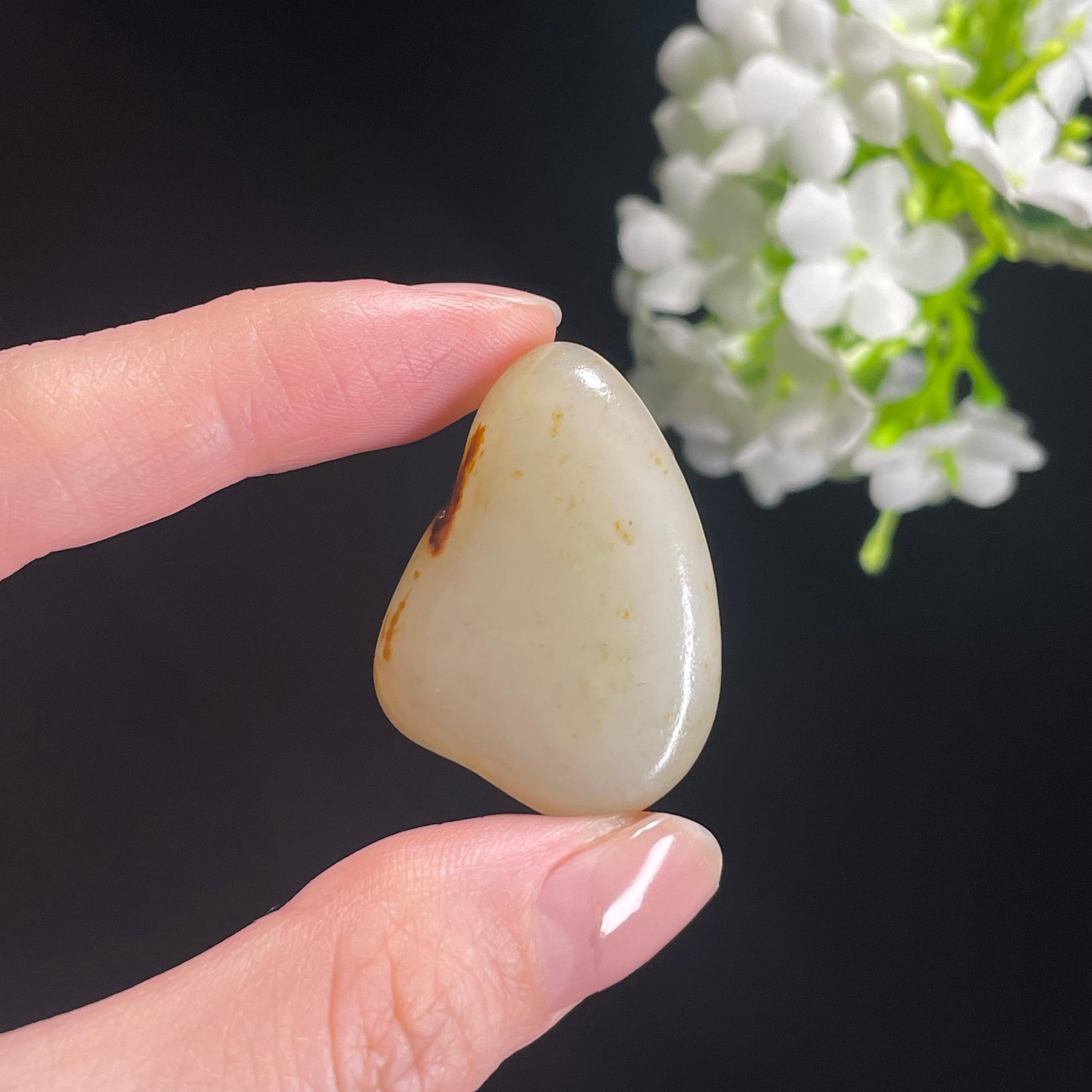 和田玉青白玉洒金聚红皮“云霞凝霜”籽料原石（yc311964）