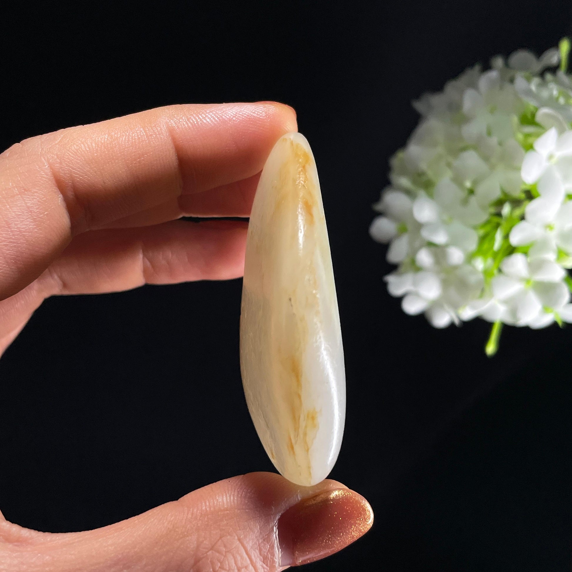 和田玉白玉“素云轻染”淡洒金皮籽料（yc392649）