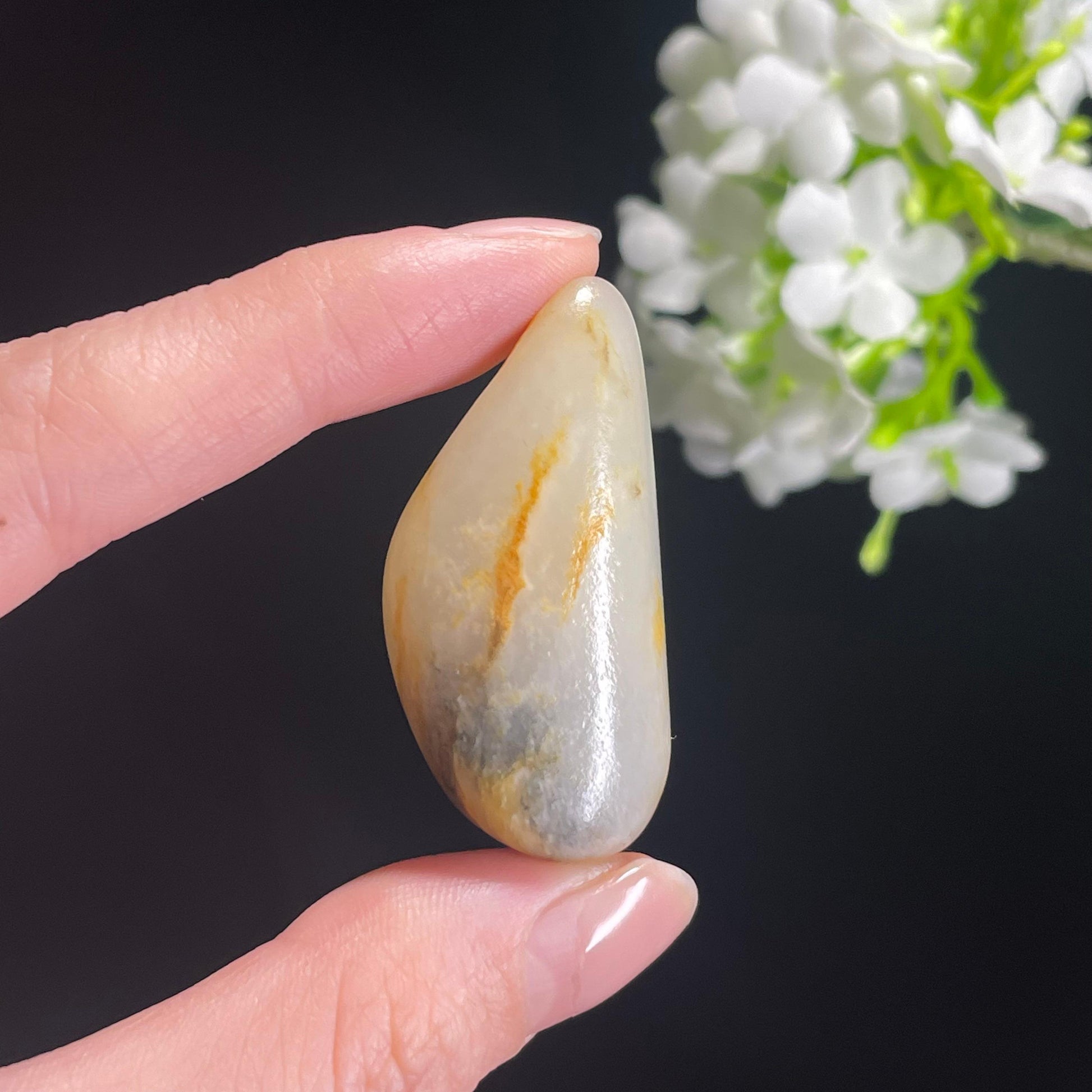 和田玉白玉青花洒金皮“烟江金浪”籽料原石（yc311947）