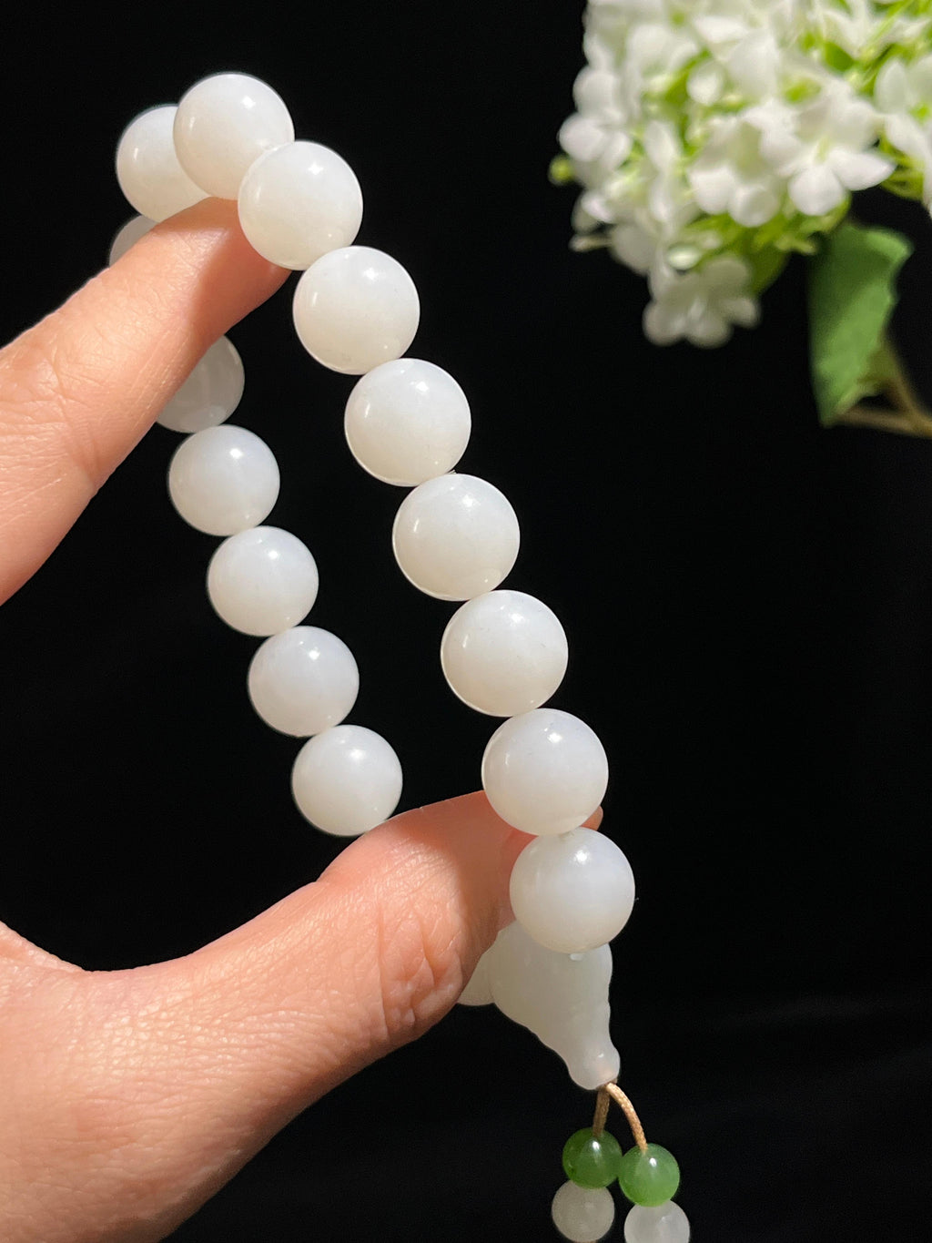 新疆天然和田玉羊脂白玉手串中国风（yc258425）