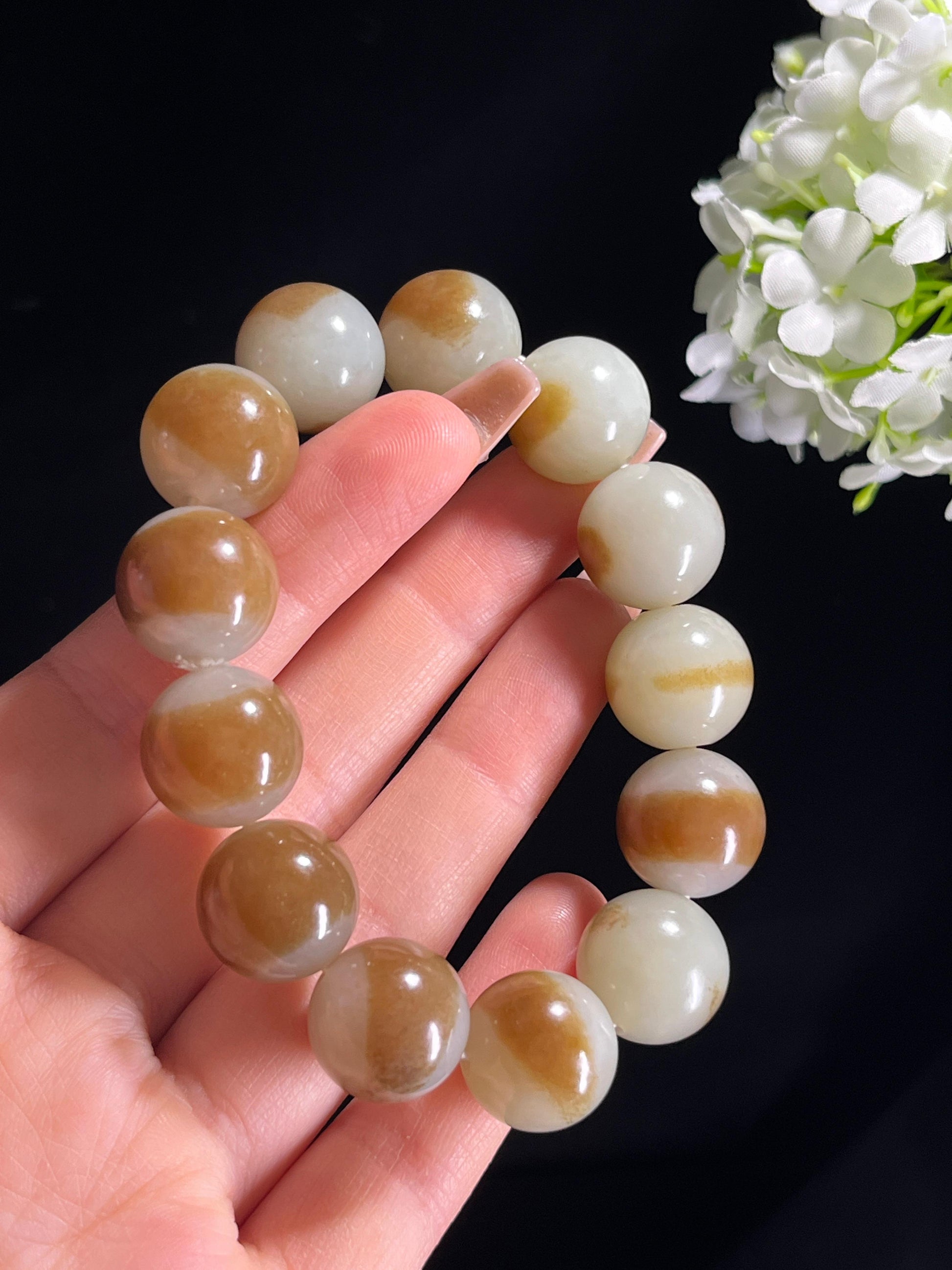 和田玉且末红糖手串（卡16）（yc261353）