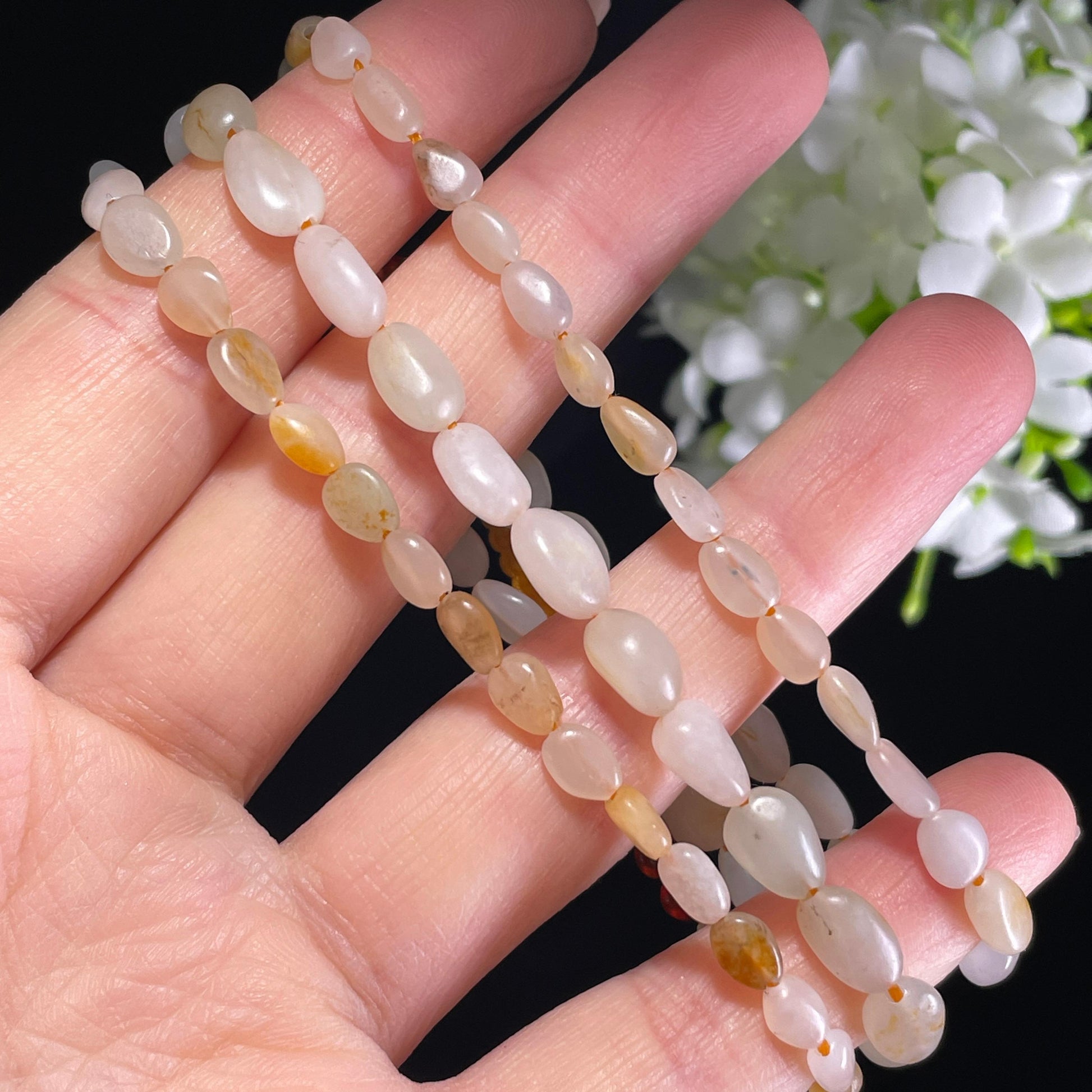 新疆天然和田玉白玉洒金皮红皮原籽项链（yc355854）