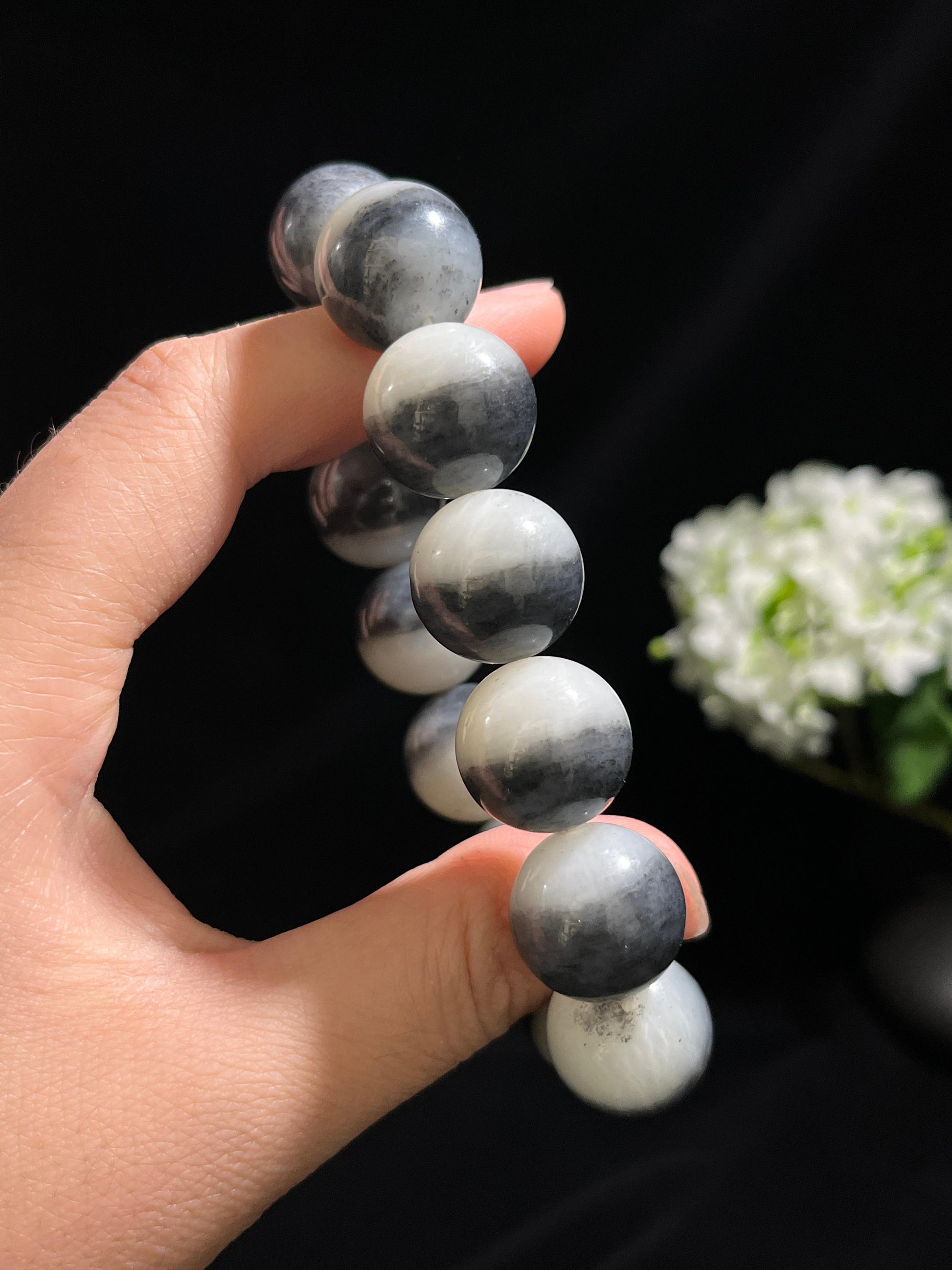 广告流视频料，和田玉青花圆形珠手串（卡18）（yc254777）