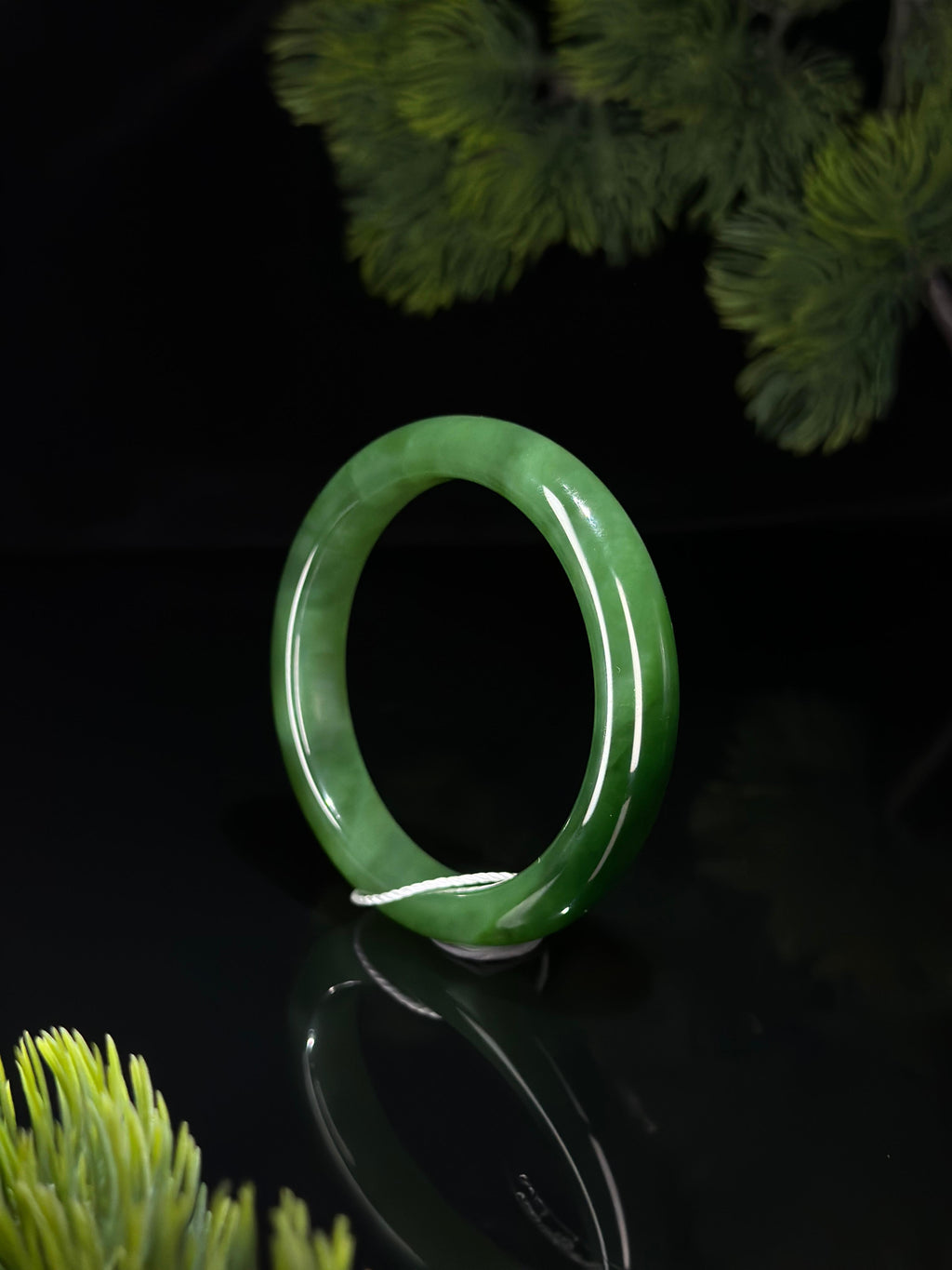 和田玉珍品碧玉平安镯（卡56）（yc526261）