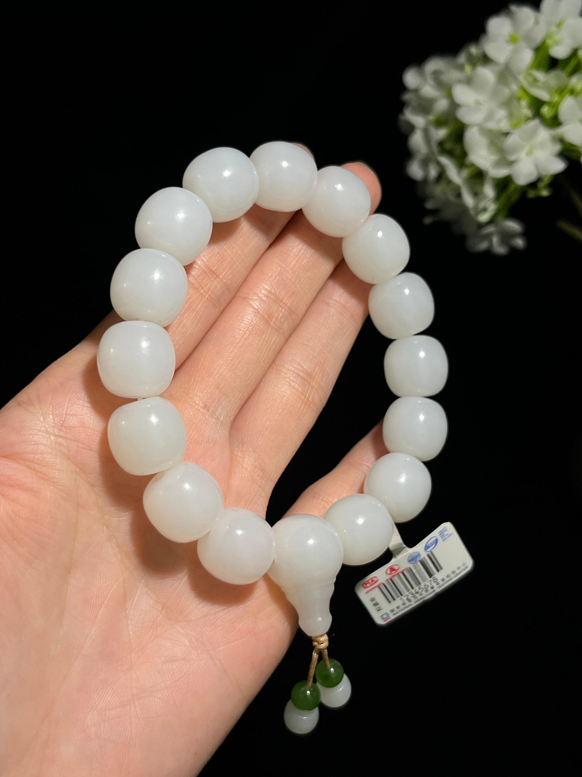 和田玉白玉老型珠手串（卡13）（yc245270）