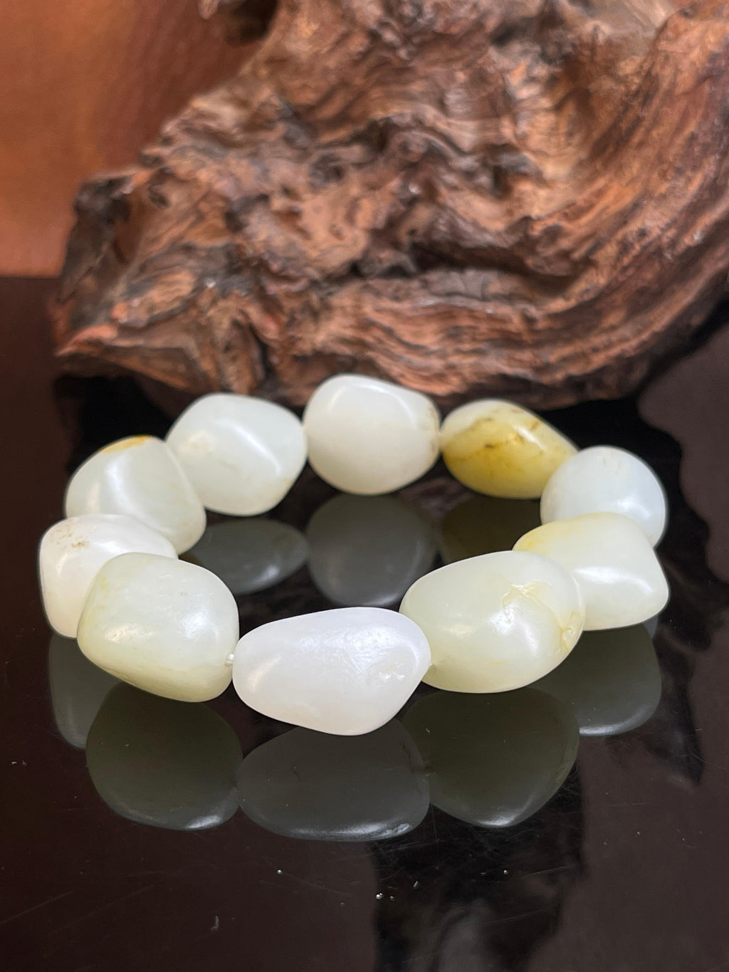 新疆和田玉白玉籽料原石手串洒金皮原籽原皮（yc229213）