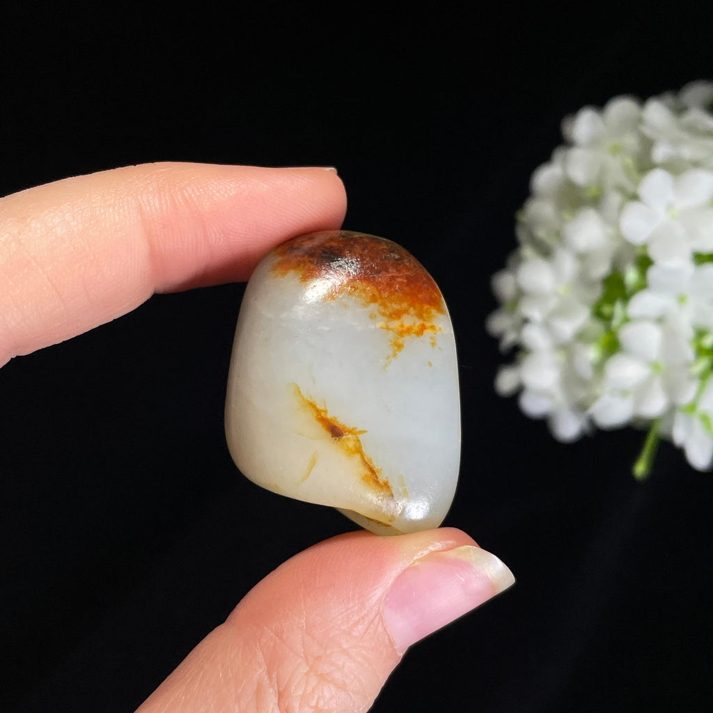 和田玉白玉“顶红衔露”聚红皮籽料（yc417342）