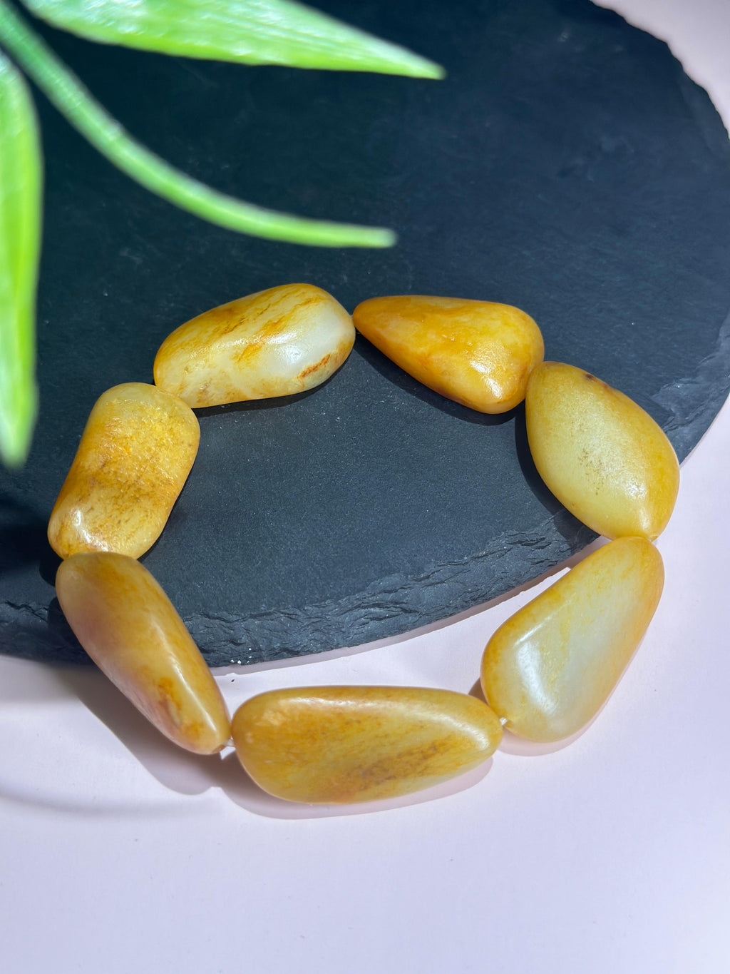 新疆和田玉珍品洒金皮黄沁皮原籽手串（7颗）（yc748597）