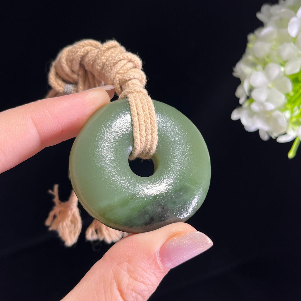 新疆天然和田玉“青瑶呈瑞”沙枣青平安扣（yc353019）