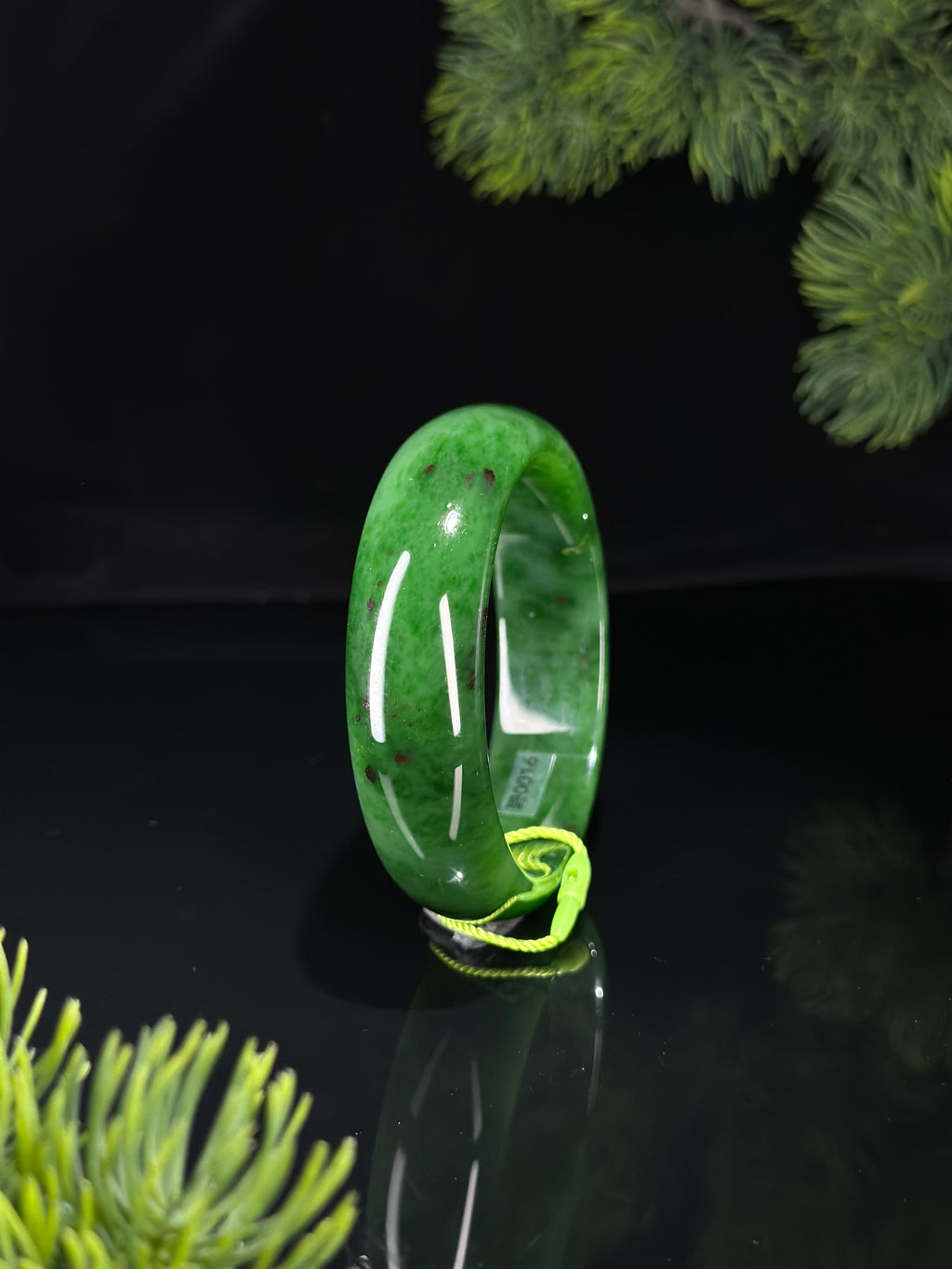 和田玉精品碧玉轮胎镯（卡60）（yc530670）