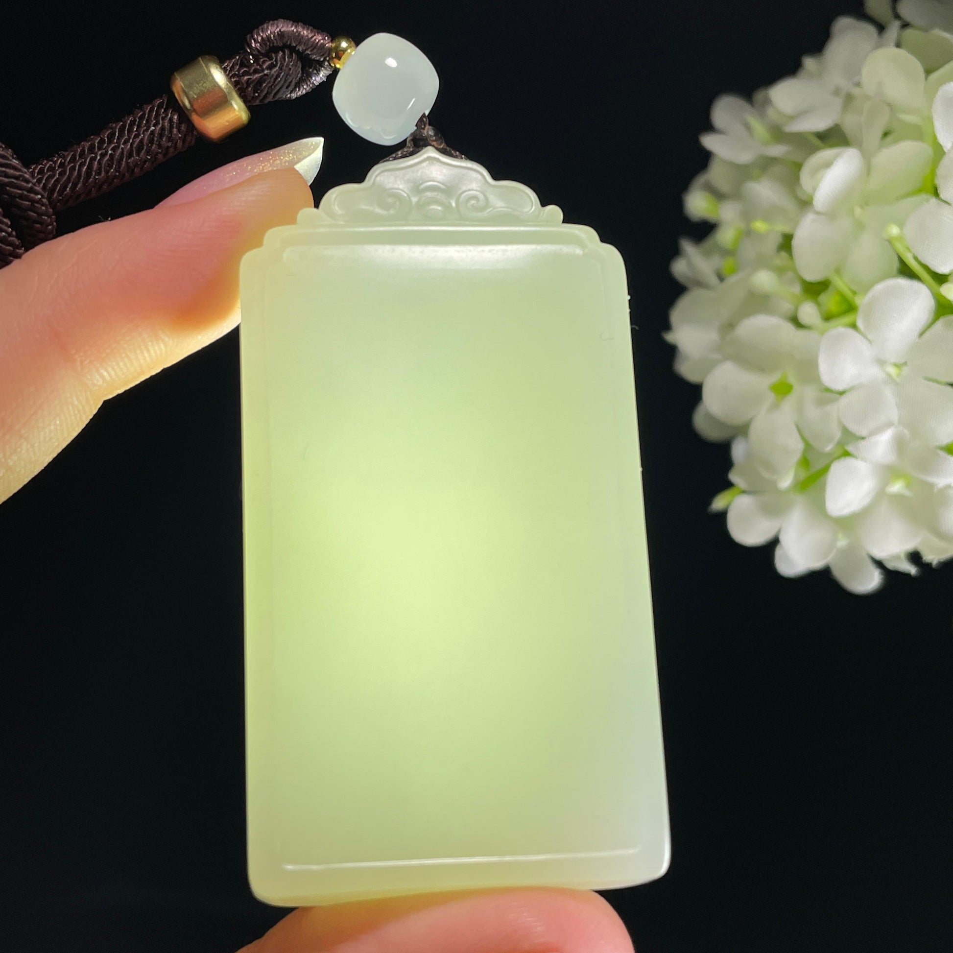 和田玉籽料白玉 “祥云素安无事牌”（yc326304）